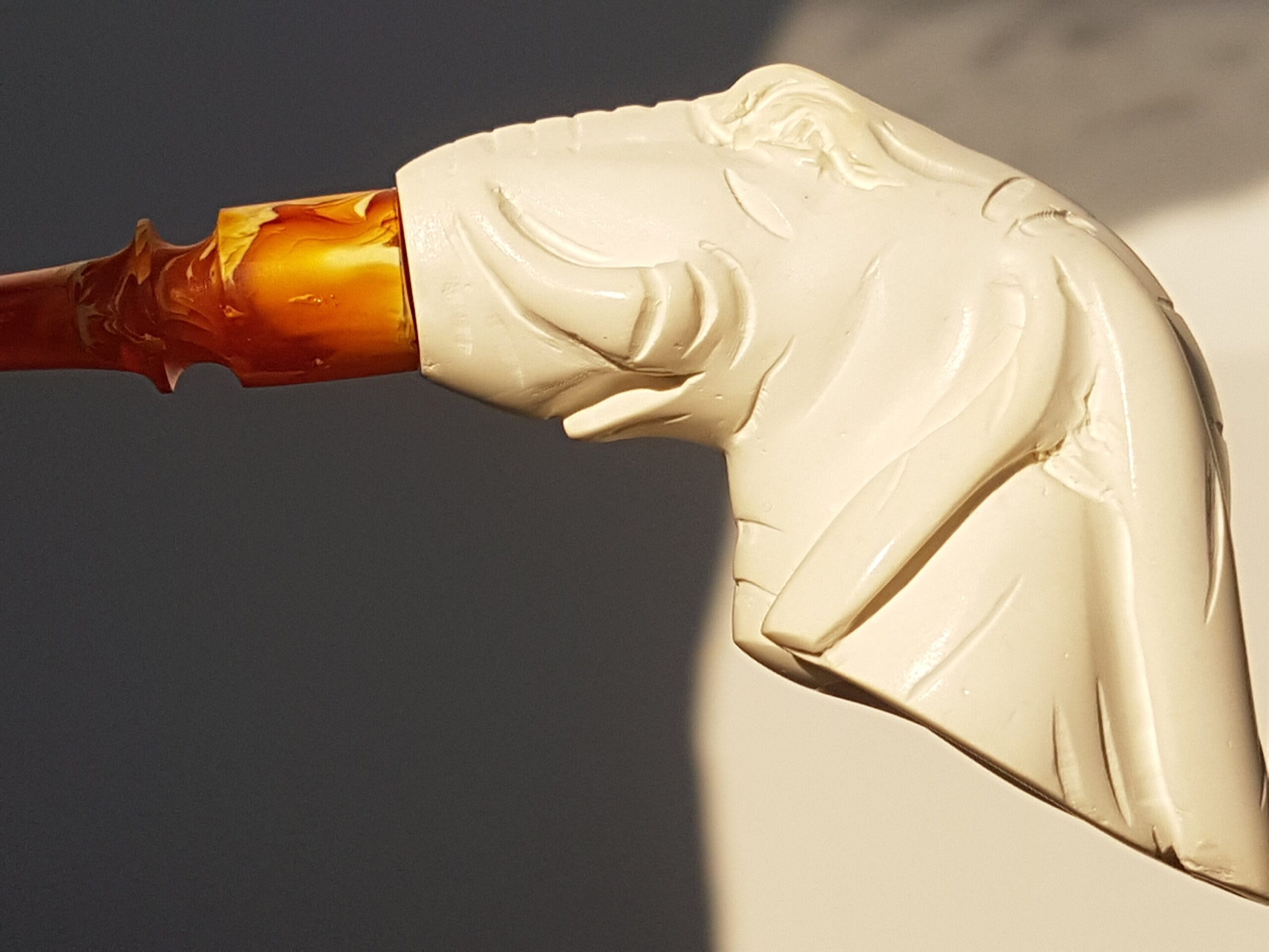 African elephant high quality block meerschaum pipes with its fitted case, Art,Smoking,Collection - Image 5