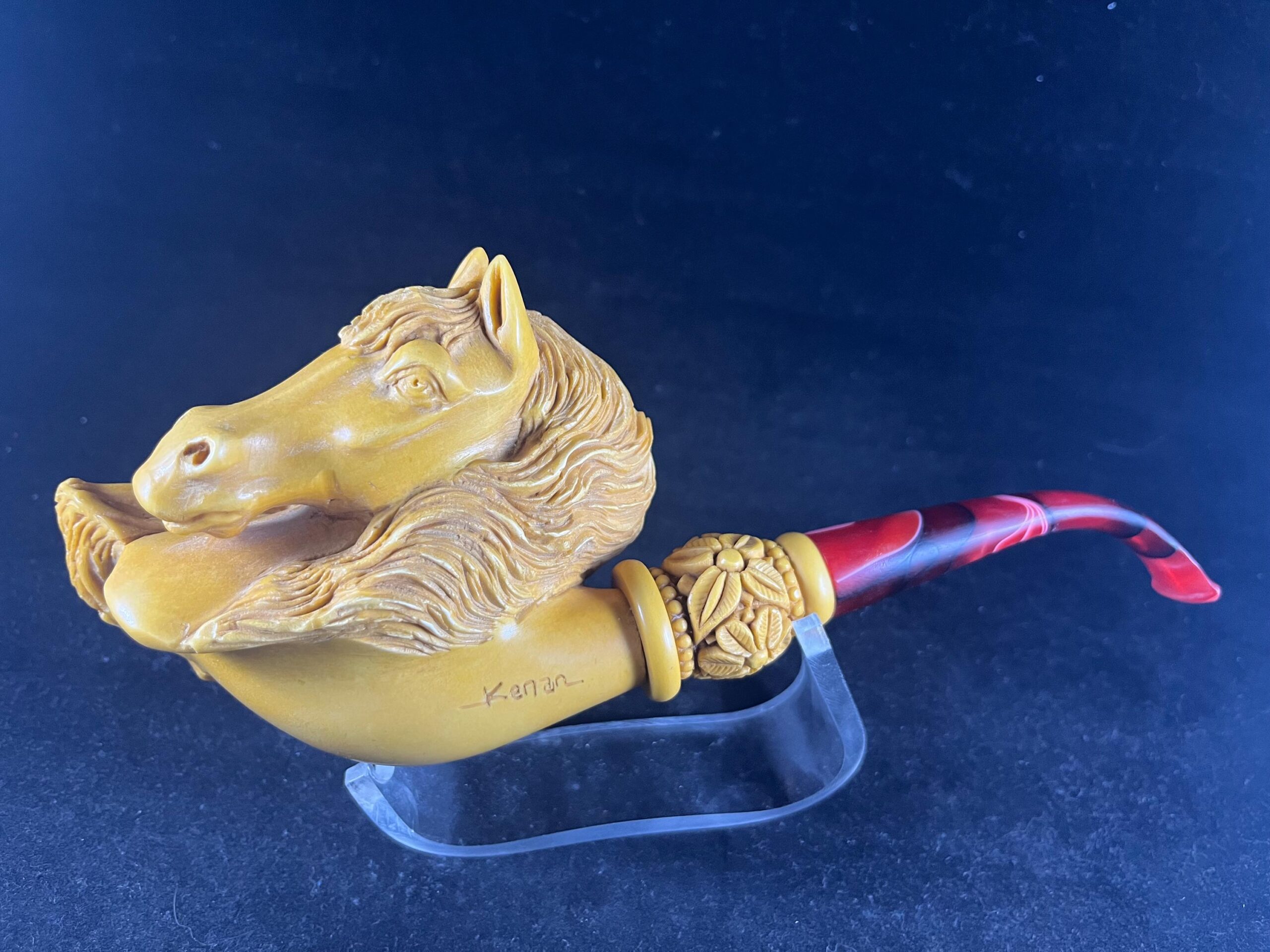 Sculptural Meerschaum Pipe – Horse and Female Figure Design - Unique Artistic Pipe – Horse Head & Nude Woman Carving - Image 5