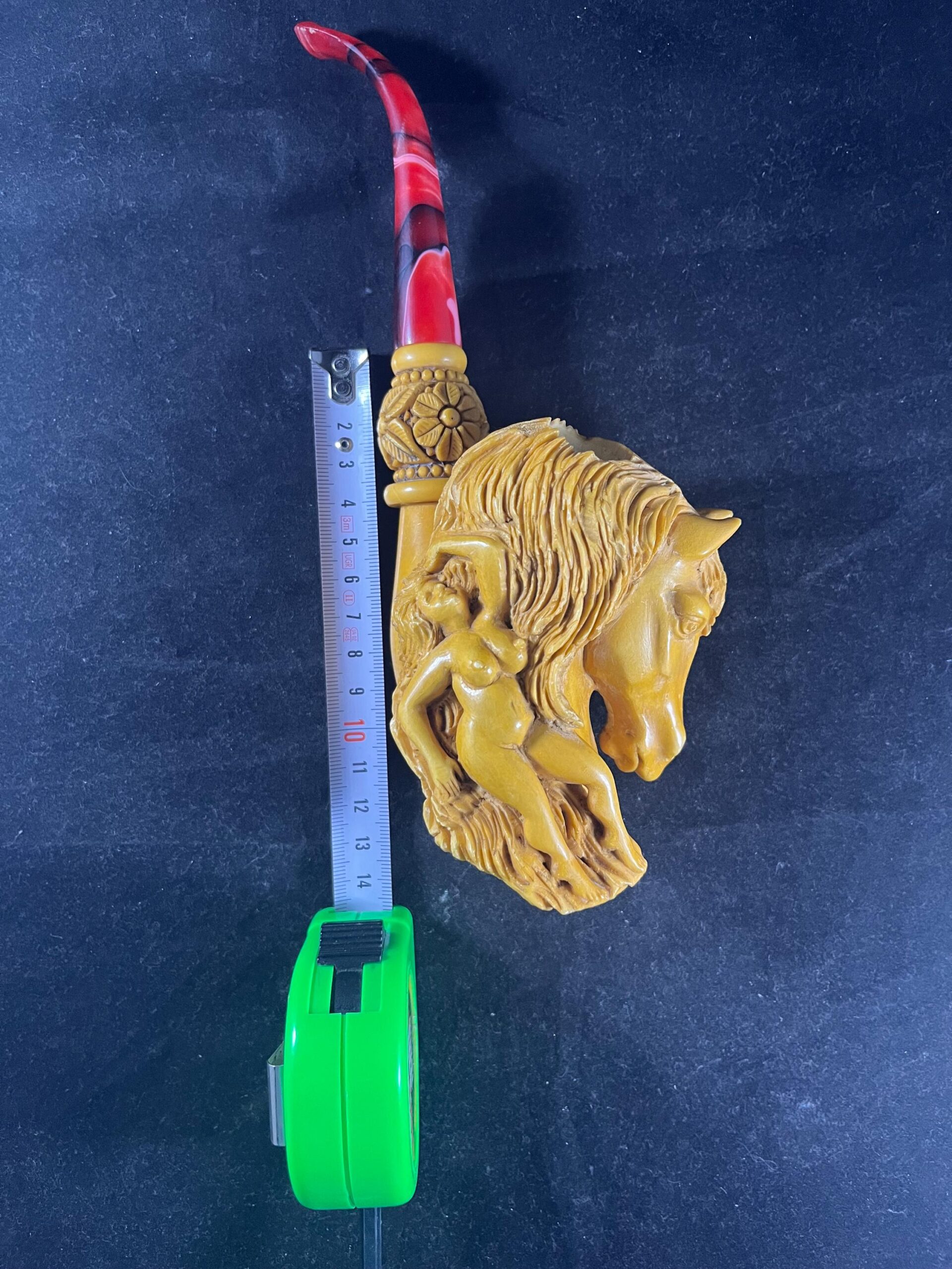 Sculptural Meerschaum Pipe – Horse and Female Figure Design - Unique Artistic Pipe – Horse Head & Nude Woman Carving - Image 6