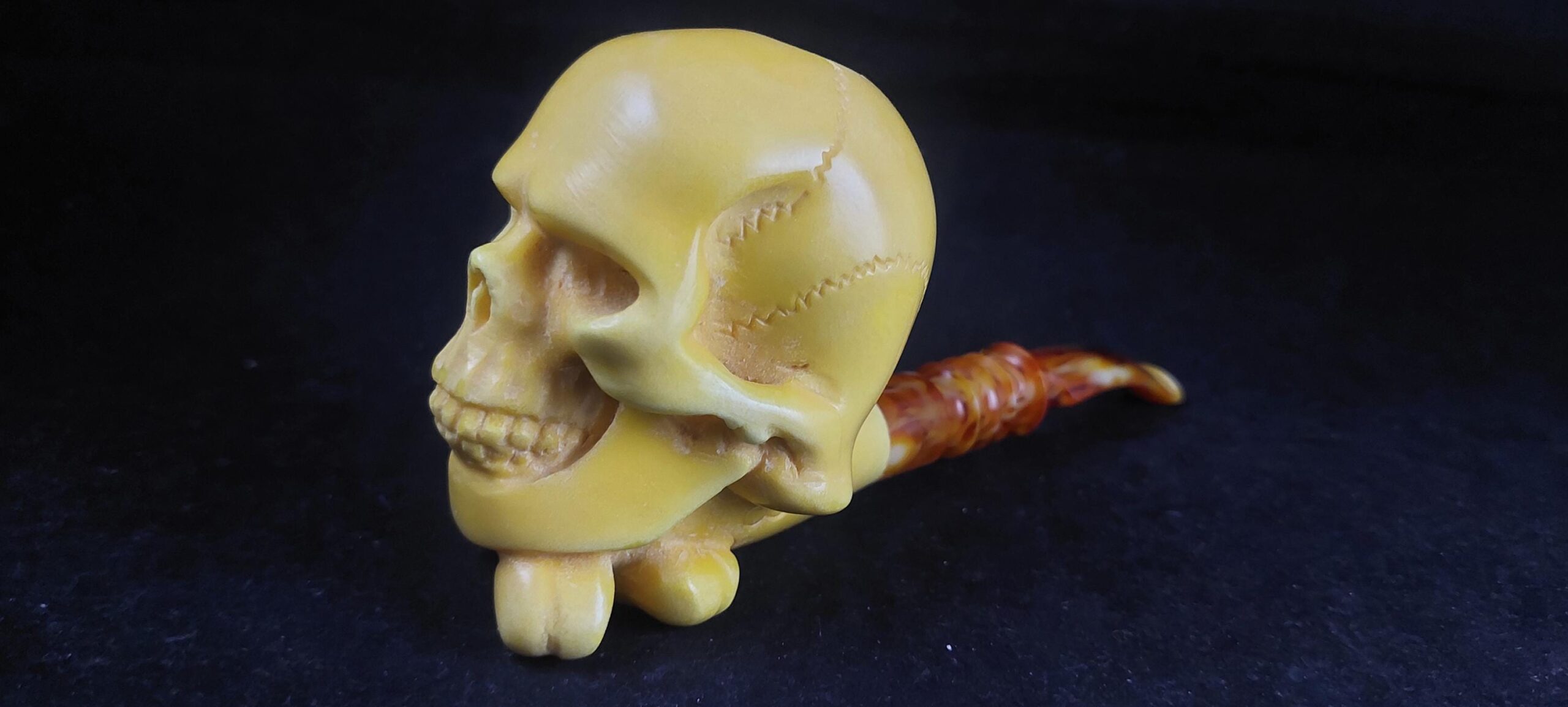 The skull meerschaum pipe, block meerschaum, Special meerschaum pipe design, hand carved meerschaum pipe - Image 2
