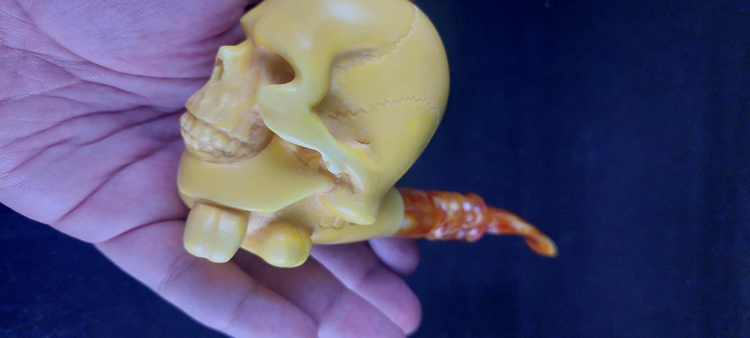 The skull meerschaum pipe, block meerschaum, Special meerschaum pipe design, hand carved meerschaum pipe - Image 6