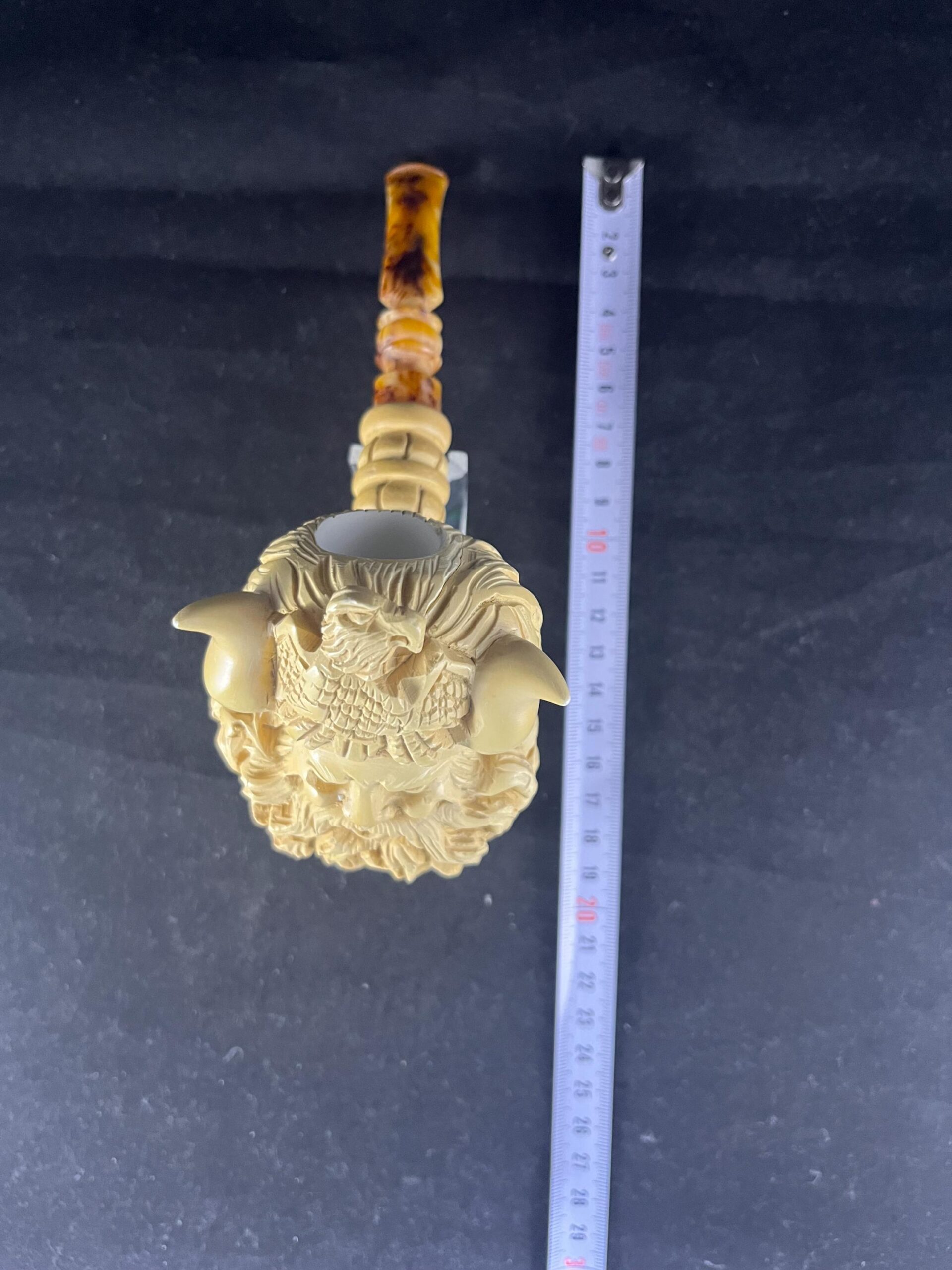 Meerschaum Carving Masterpiece Nordic Mythology Pipe Viking Chieftain with Bearded Face Eagle Crowned Viking Meerschaum Pipe - Image 3