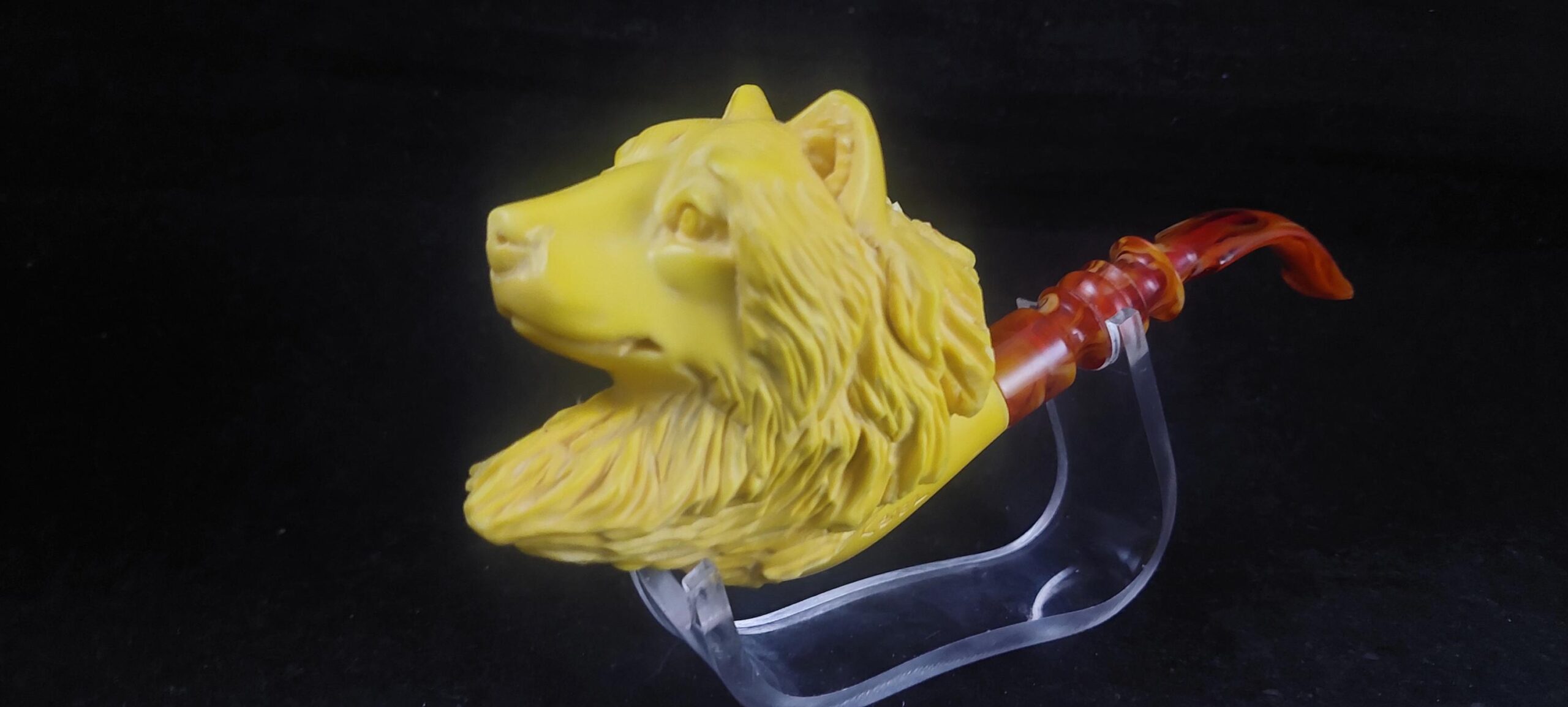 Wolf meerschaum pipe, block meerschaum,, hand carved meerschaum pipe - Image 3