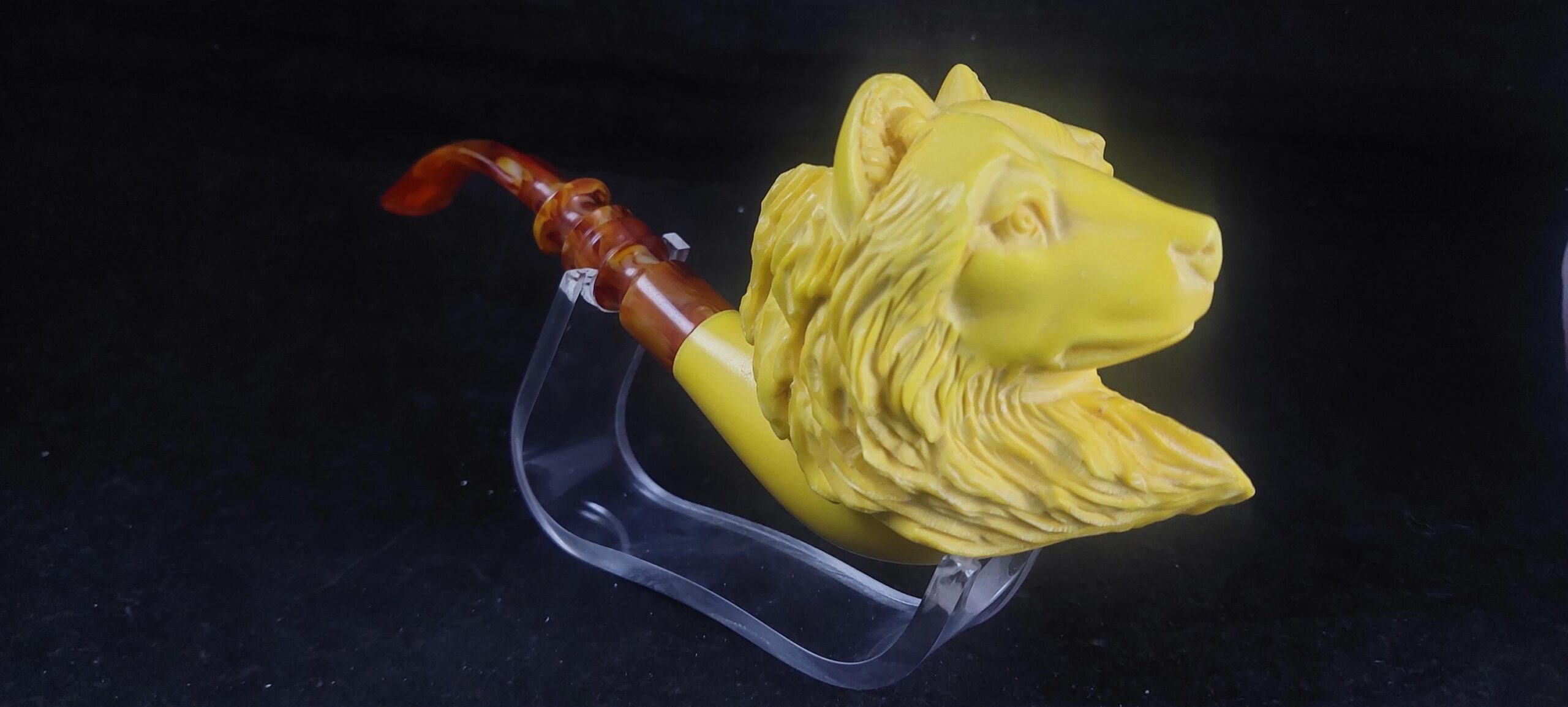 Wolf meerschaum pipe, block meerschaum,, hand carved meerschaum pipe - Image 2