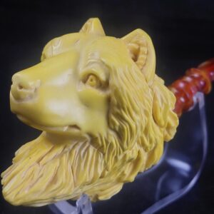 Wolf meerschaum pipe, block meerschaum,, hand carved meerschaum pipe