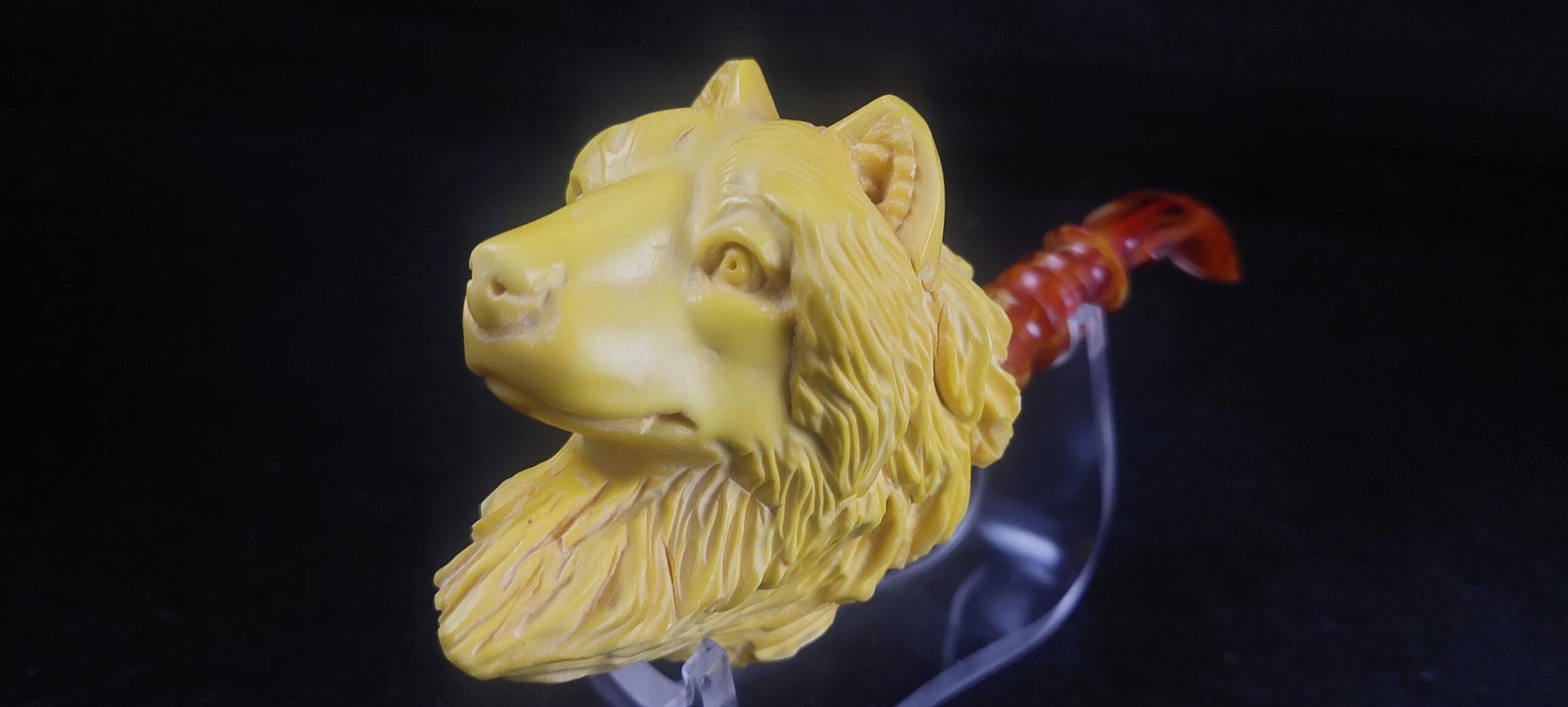 Wolf meerschaum pipe, block meerschaum,, hand carved meerschaum pipe