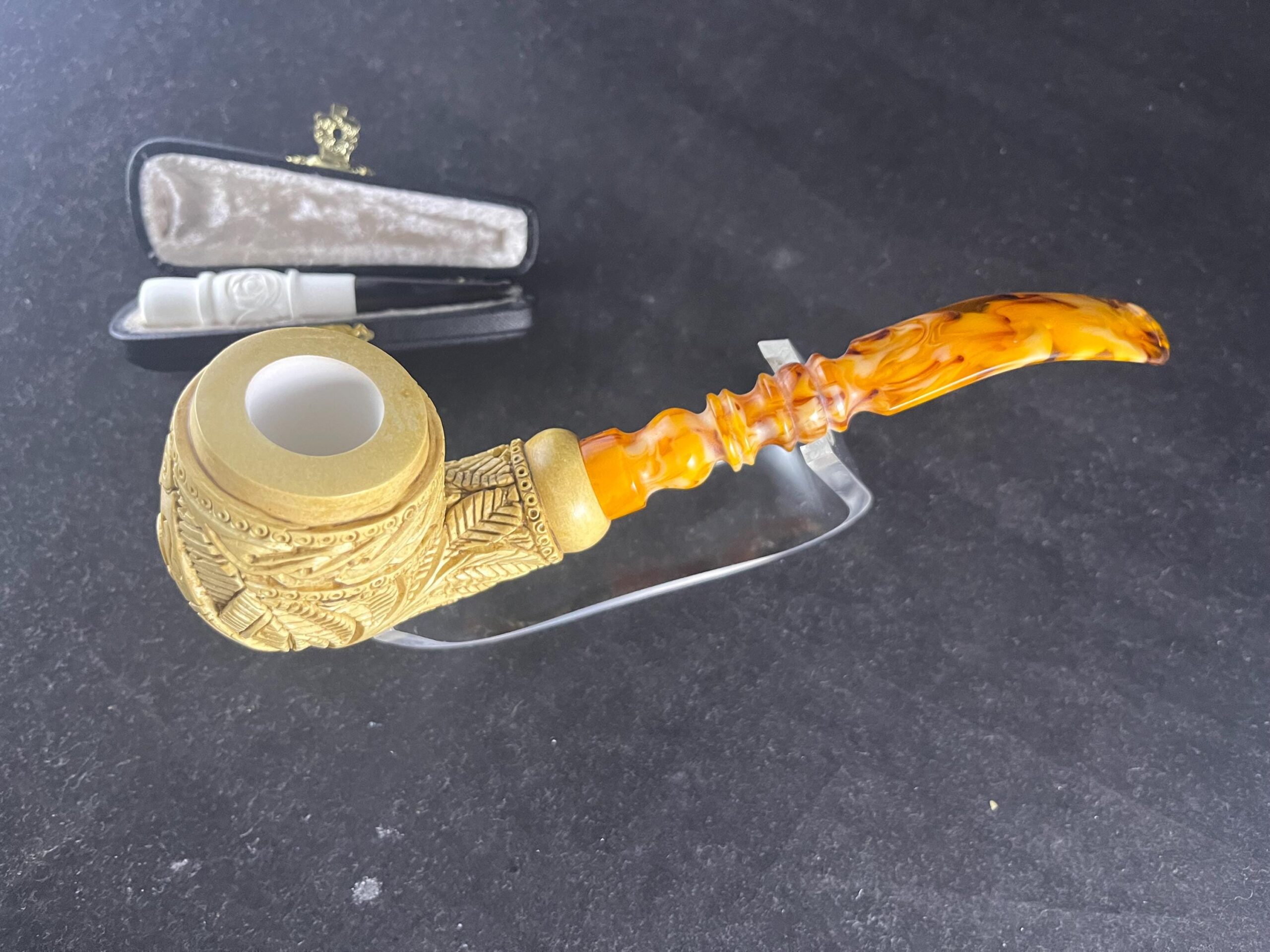 Masonic Meerschaum Pipe – Artisan Meerschaum Pipe – Embossed Motif Collector’s Piece - Unique Handmade Pipe - Image 3
