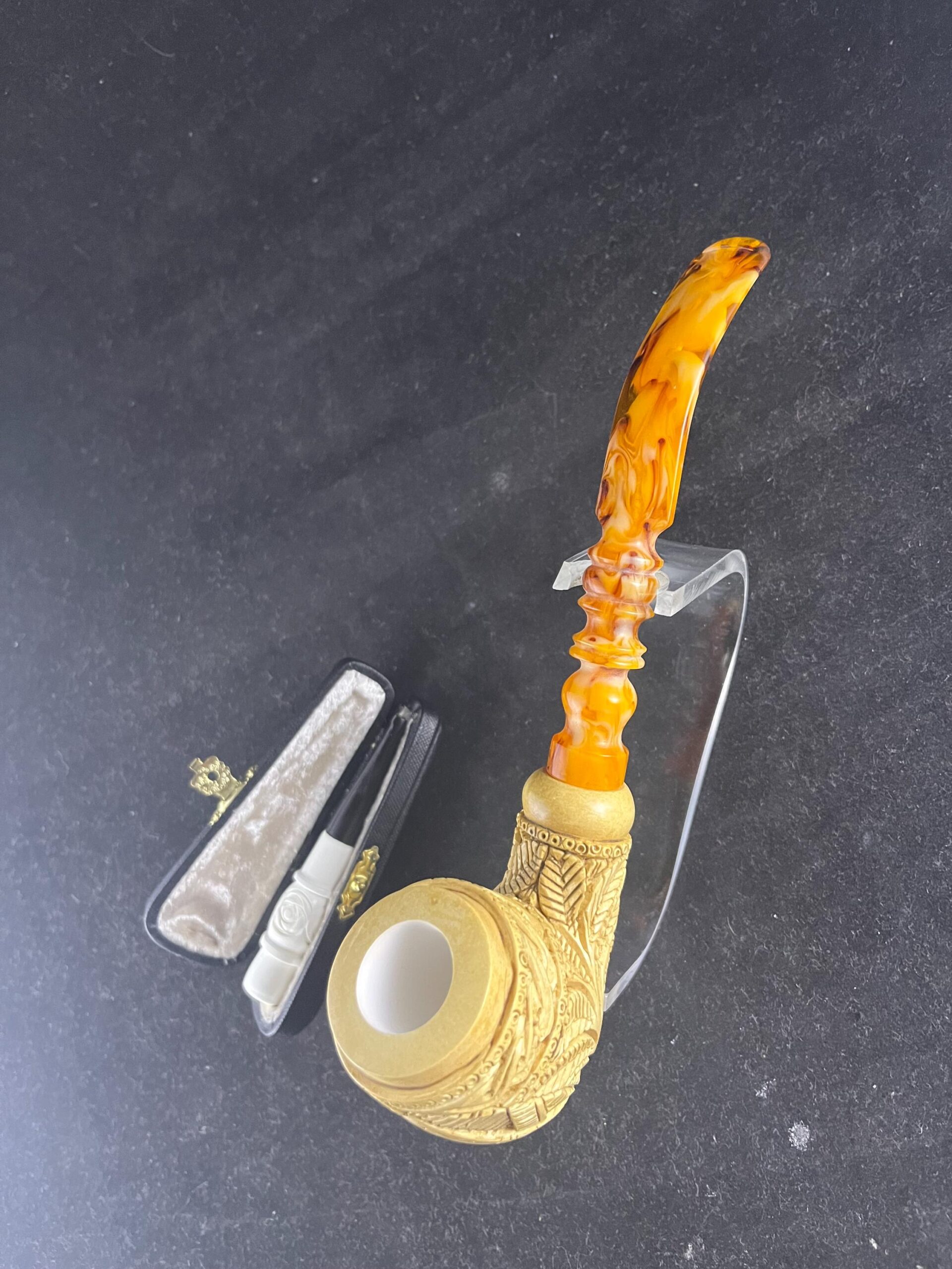 Masonic Meerschaum Pipe – Artisan Meerschaum Pipe – Embossed Motif Collector’s Piece - Unique Handmade Pipe - Image 2