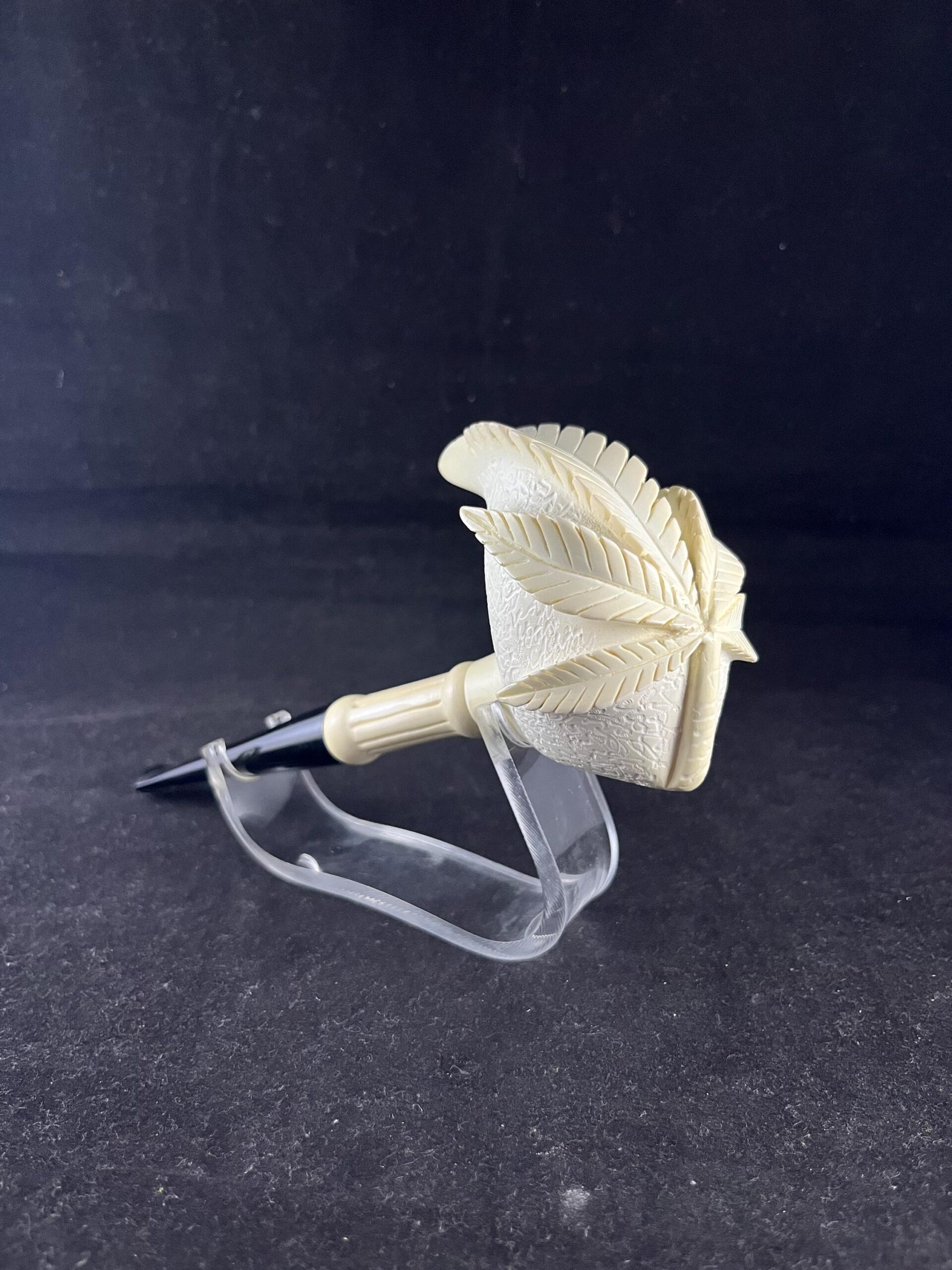 Handcrafted Leaf Design Smooth Draw, Collectible Tobacco Pipe Meerschaum Smoking Pipe