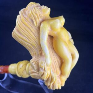 Nude Woman Reclining in Hair – Hand Carved Meerschaum Pipe