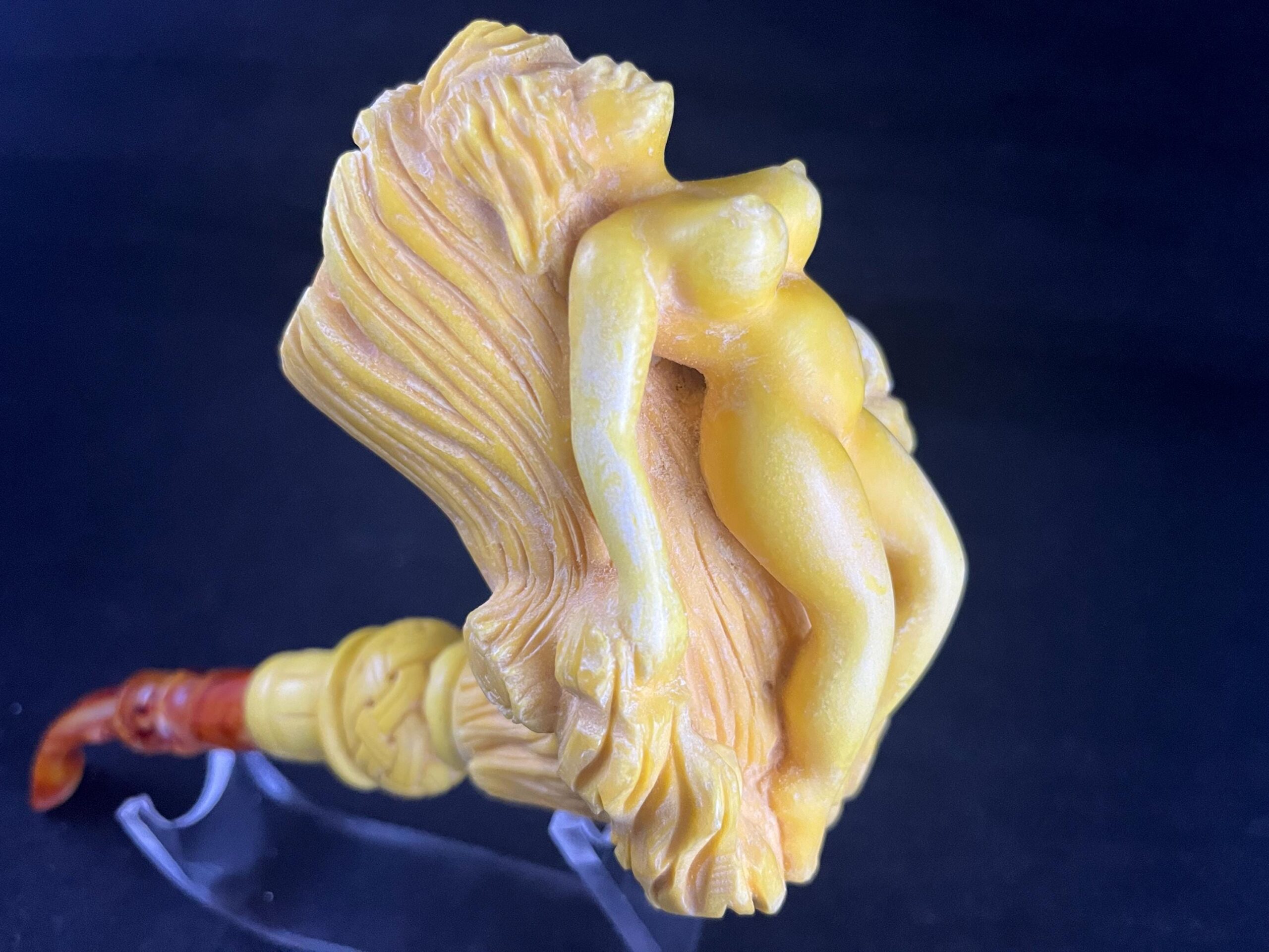 Nude Woman Reclining in Hair – Hand Carved Meerschaum Pipe