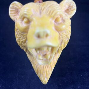 Hand-Carved Bear Head Meerschaum Pipe – Unique Yellow – Collectible Smoking Gift from Turkey