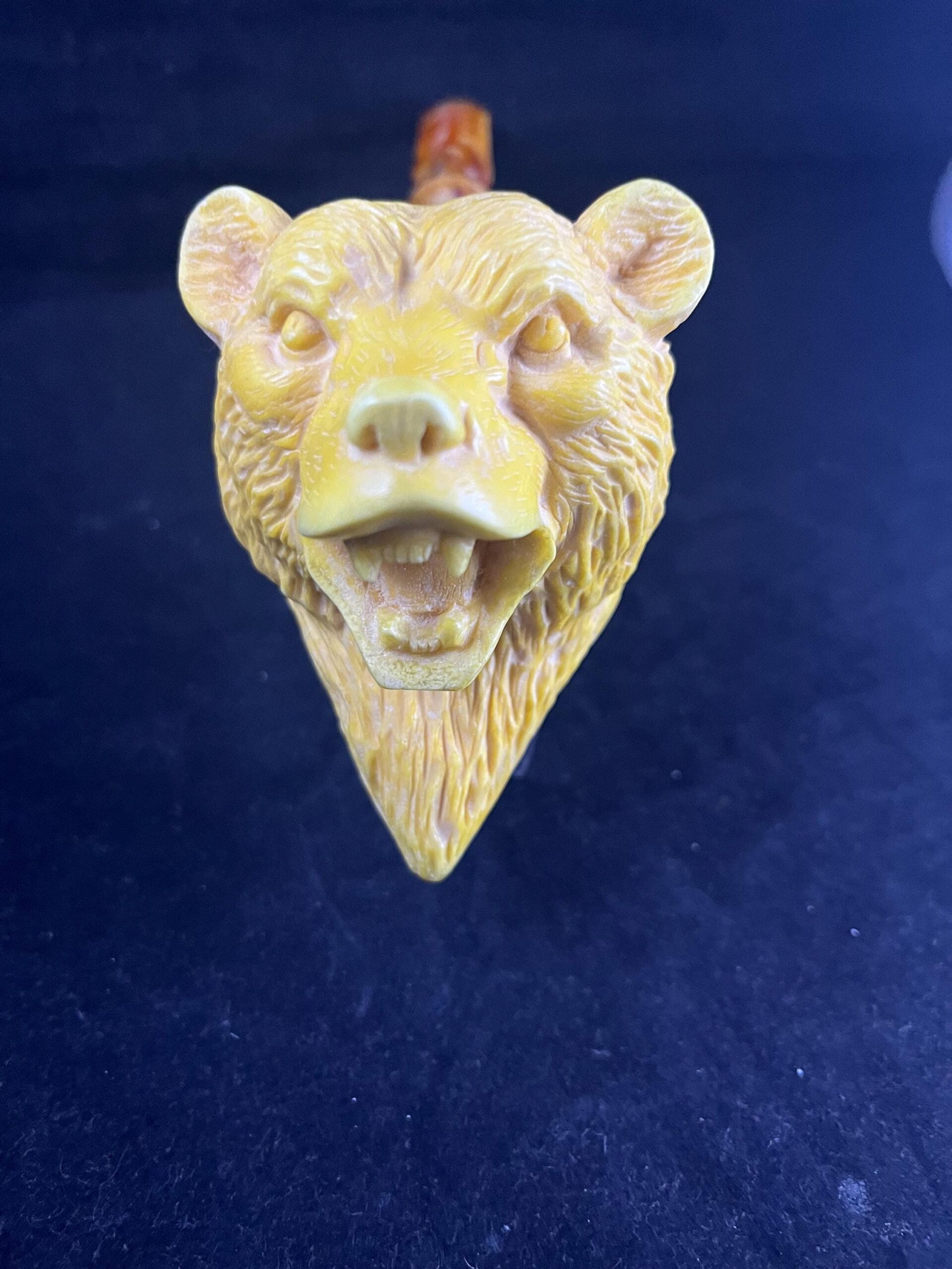 Hand-Carved Bear Head Meerschaum Pipe – Unique Yellow – Collectible Smoking Gift from Turkey - Image 5