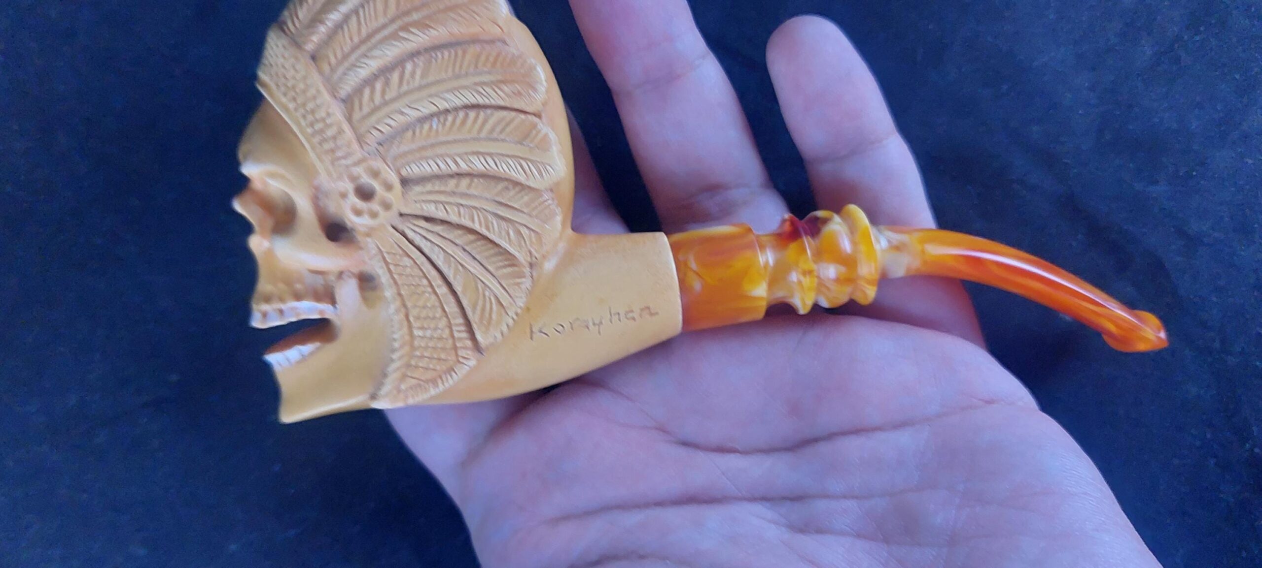 Shaman skull meerschaum pipe, smoking pipe, block meerschaum - Image 5