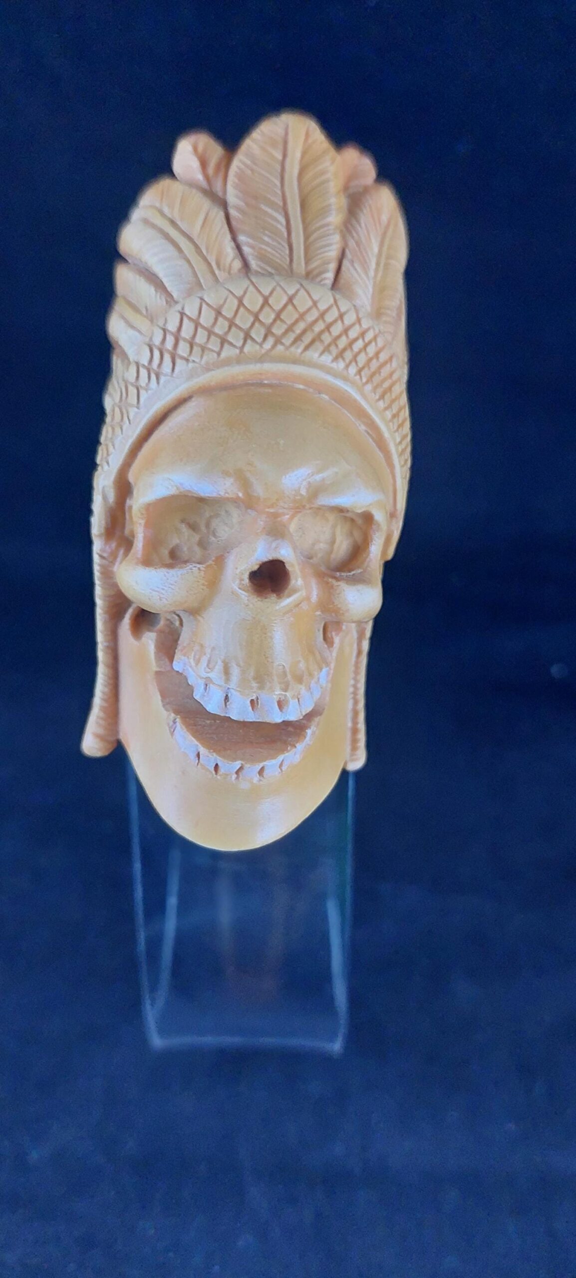 Shaman skull meerschaum pipe, smoking pipe, block meerschaum - Image 2