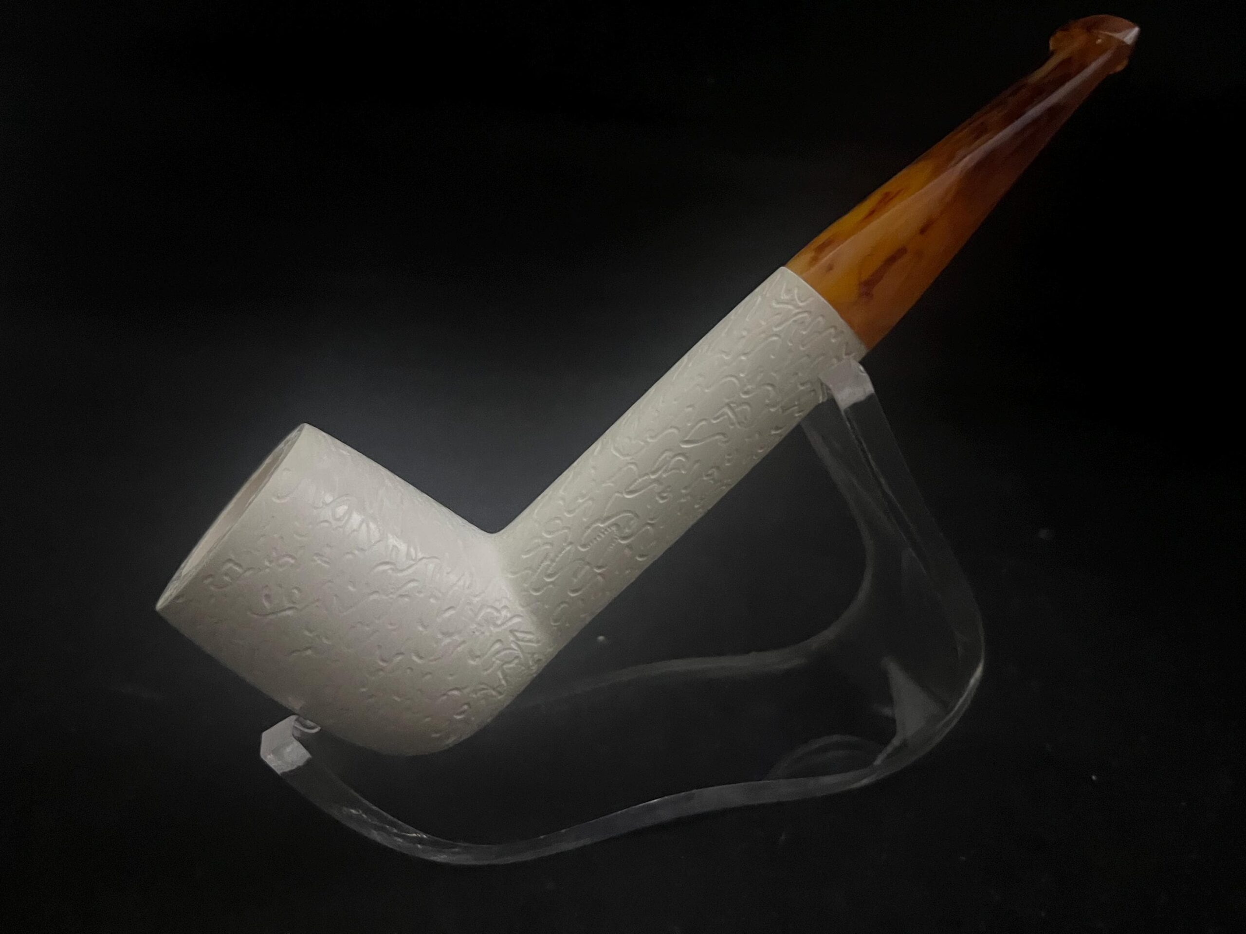 Long shank carved ,Meerschaum Pipe, block meerschaum
