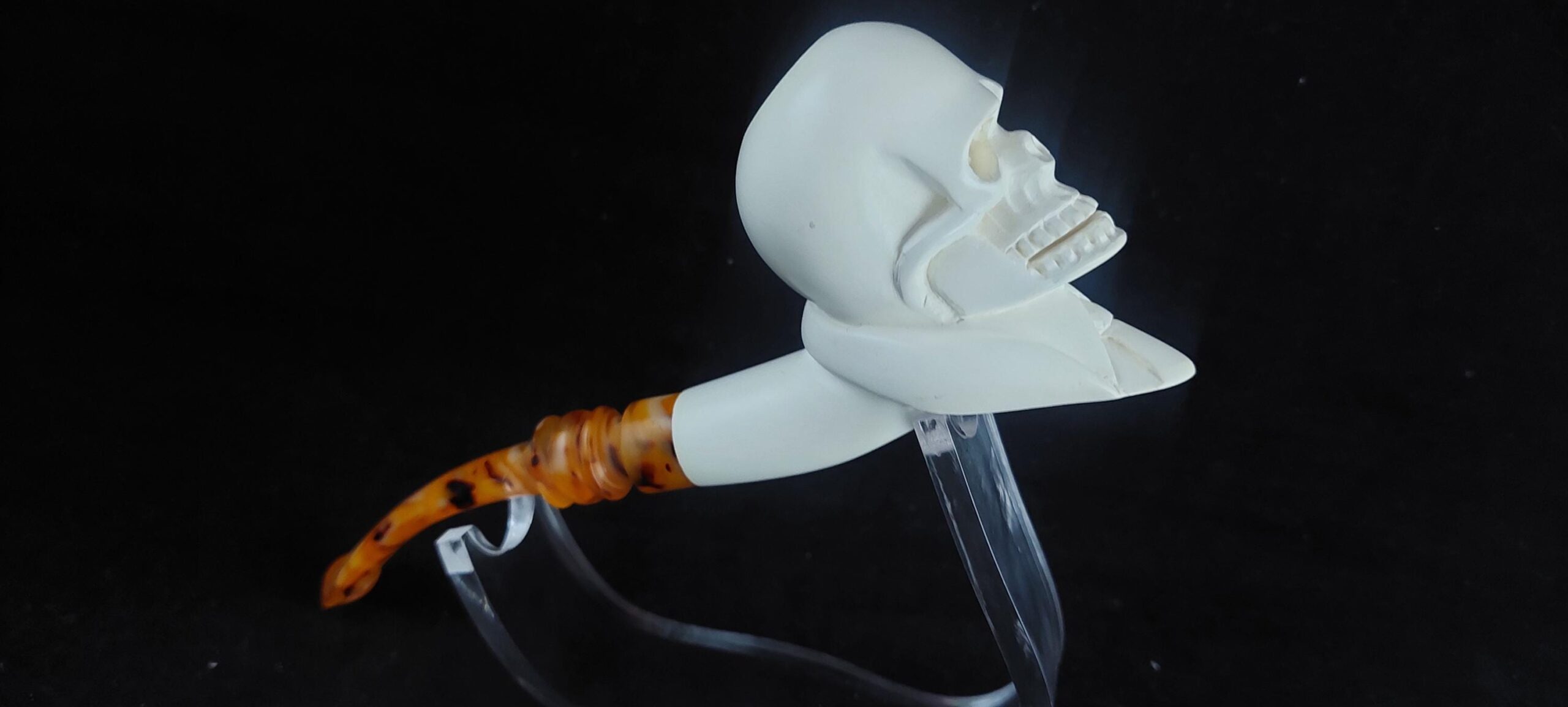 Skull meerschaum pipe, special design meerschaum pipe, block meerschaum, hand carved pipe - Image 2
