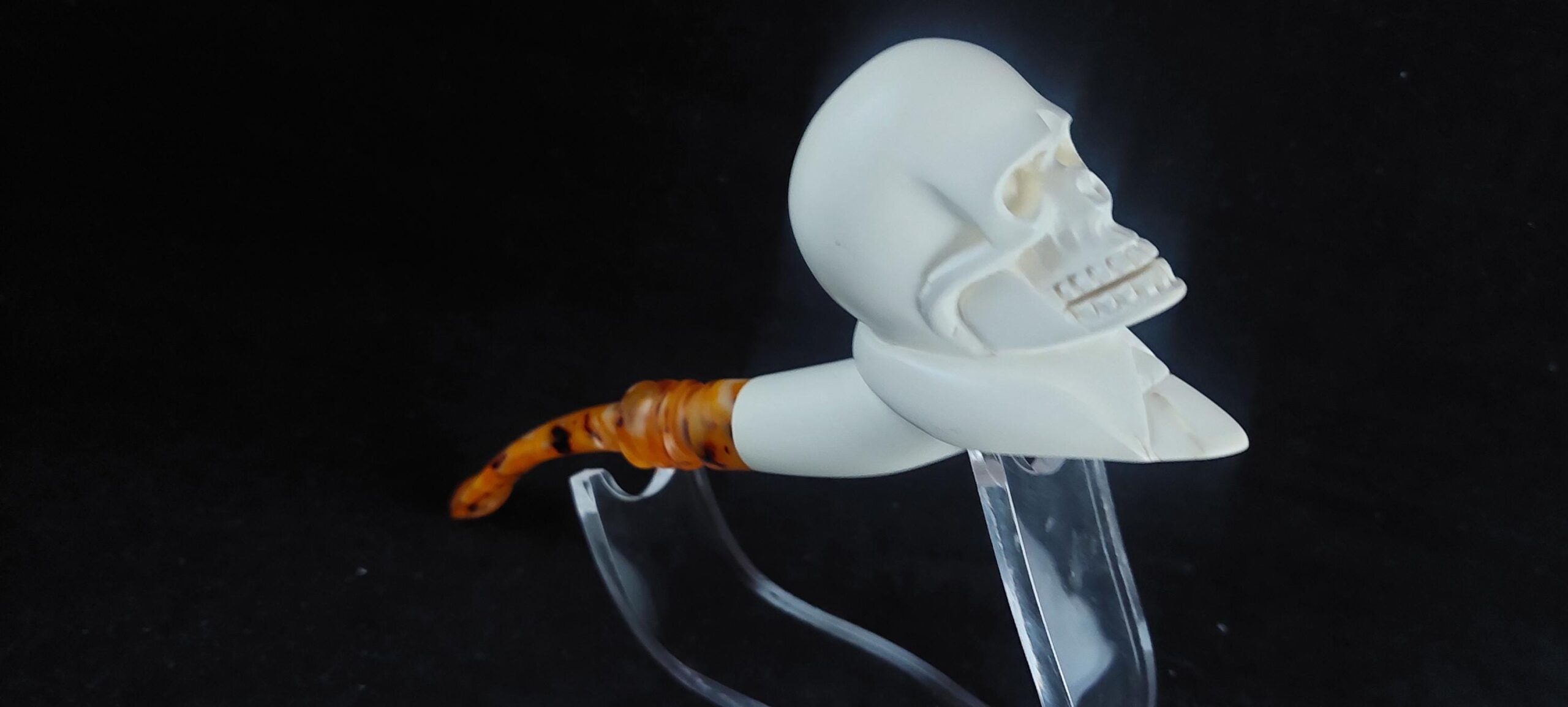 Skull meerschaum pipe, special design meerschaum pipe, block meerschaum, hand carved pipe - Image 5