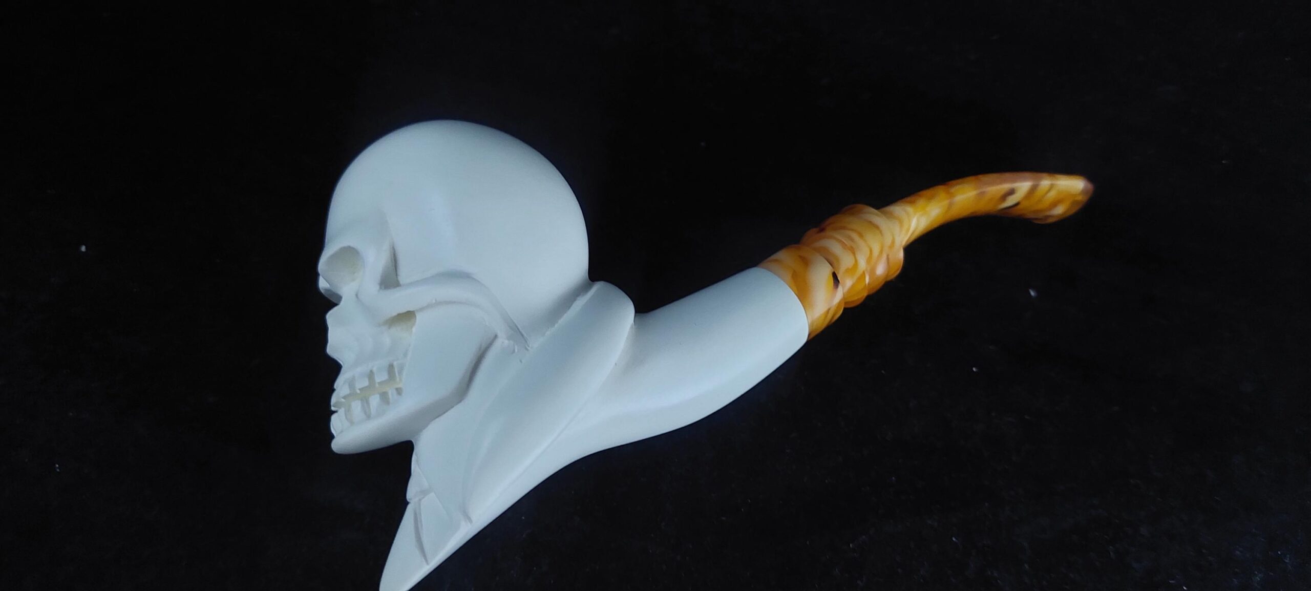 Skull meerschaum pipe, special design meerschaum pipe, block meerschaum, hand carved pipe - Image 9