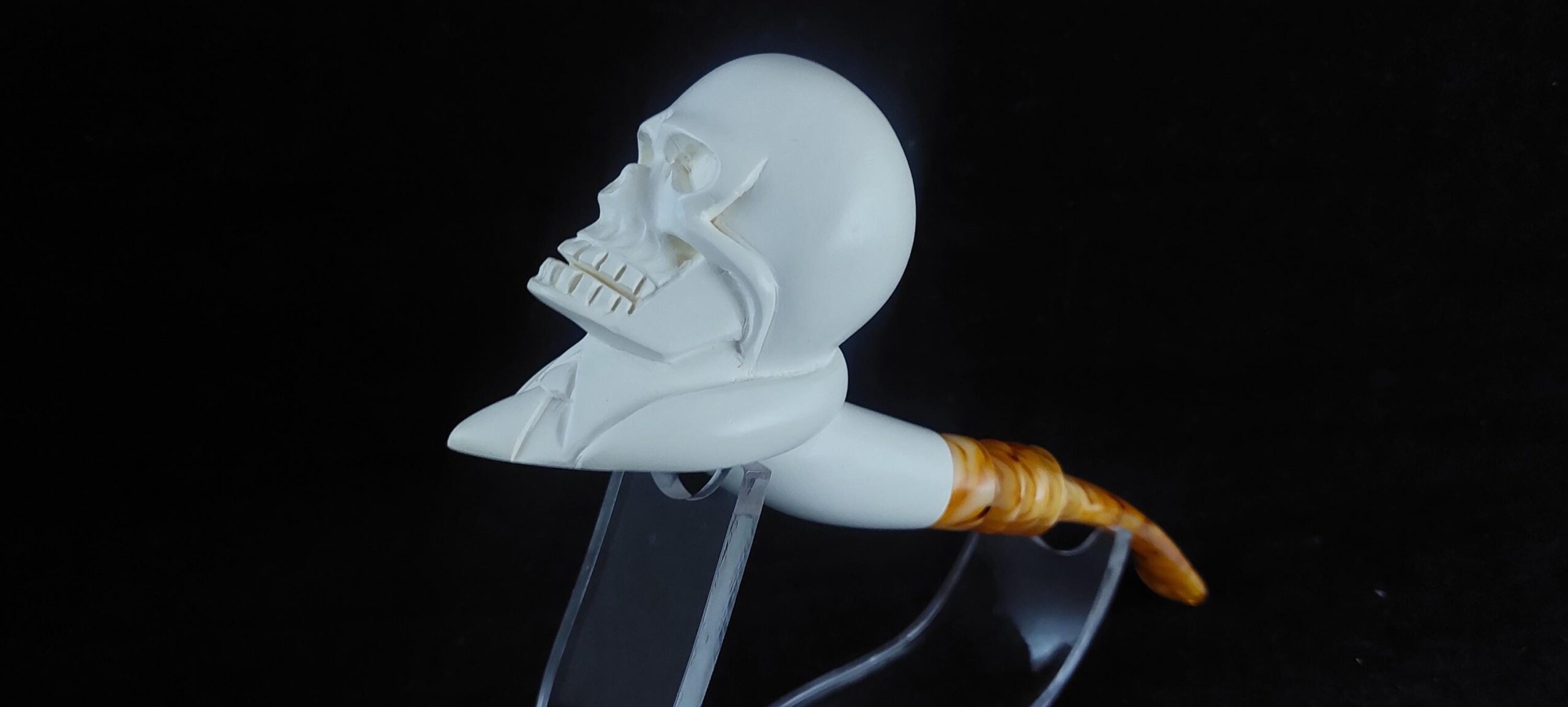 Skull meerschaum pipe, special design meerschaum pipe, block meerschaum, hand carved pipe - Image 6