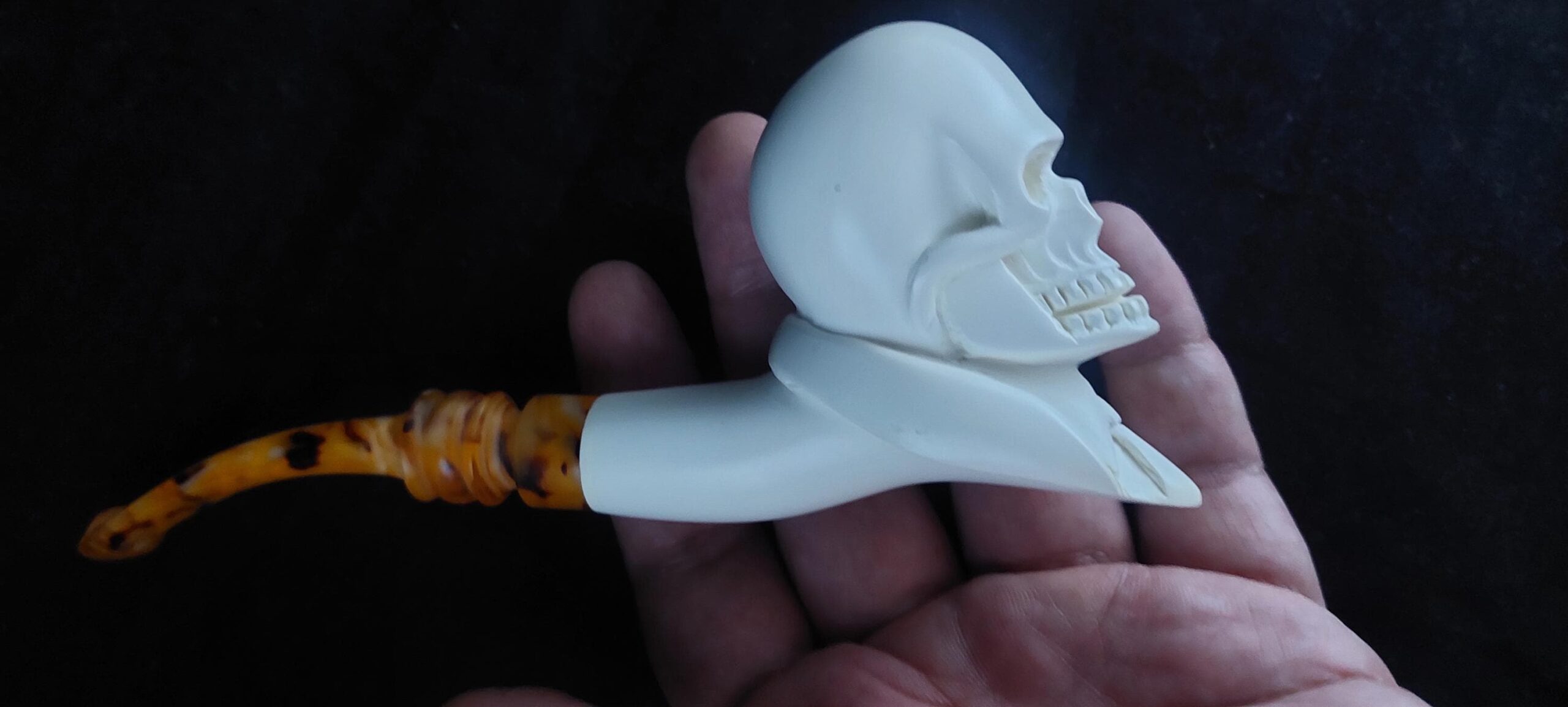 Skull meerschaum pipe, special design meerschaum pipe, block meerschaum, hand carved pipe - Image 10