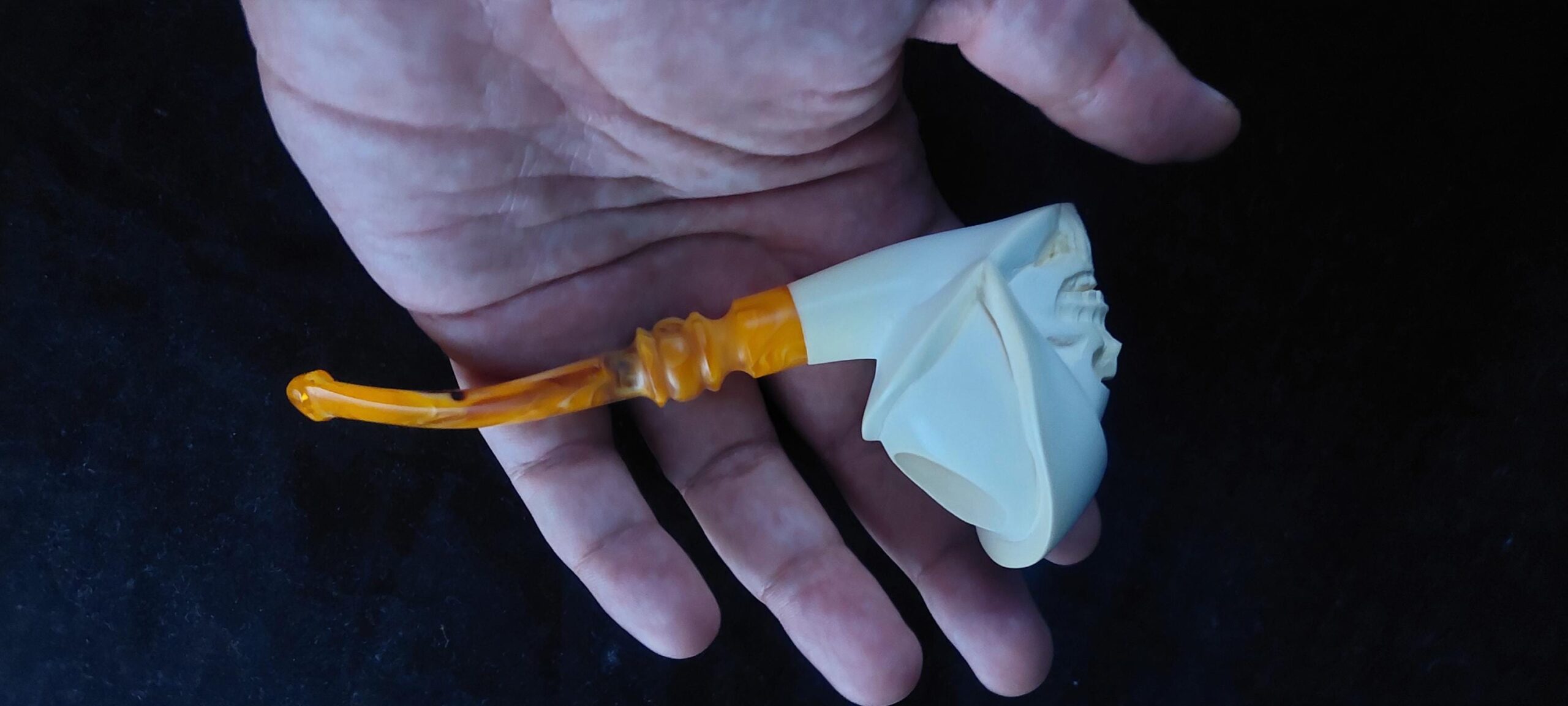 Skull with meerschaum pipe, block meerschaum, special skull design meerschaum pipe - Image 8