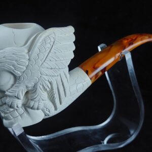 Skull with  meerschaum pipe, block meerschaum, special skull design meerschaum pipe
