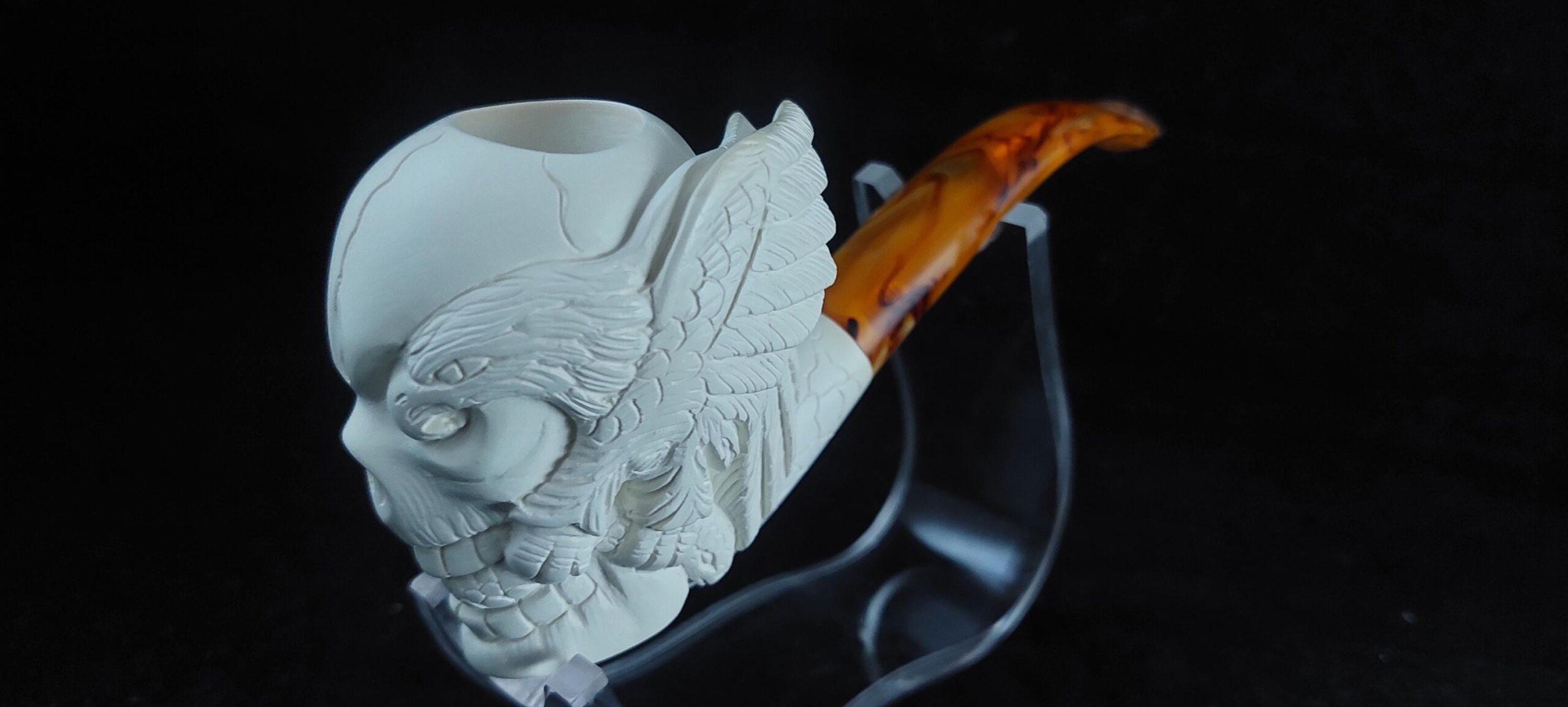 Skull with meerschaum pipe, block meerschaum, special skull design meerschaum pipe - Image 3