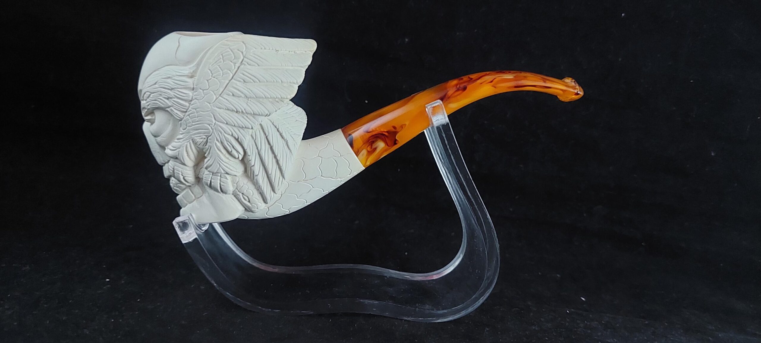 Skull with meerschaum pipe, block meerschaum, special skull design meerschaum pipe - Image 2