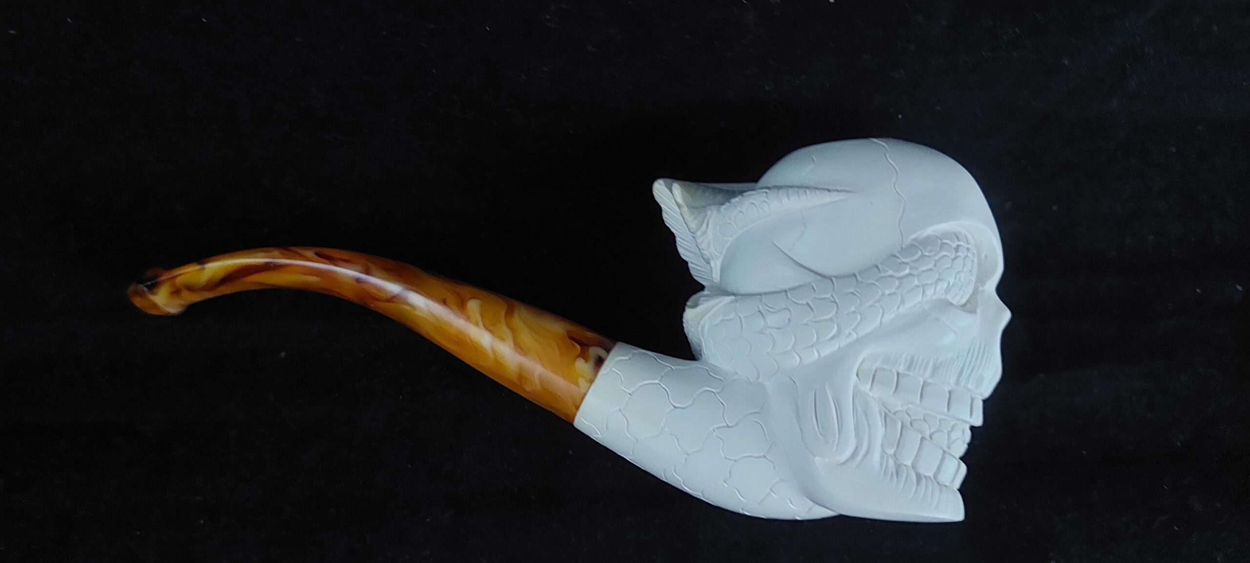 Skull with meerschaum pipe, block meerschaum, special skull design meerschaum pipe - Image 6