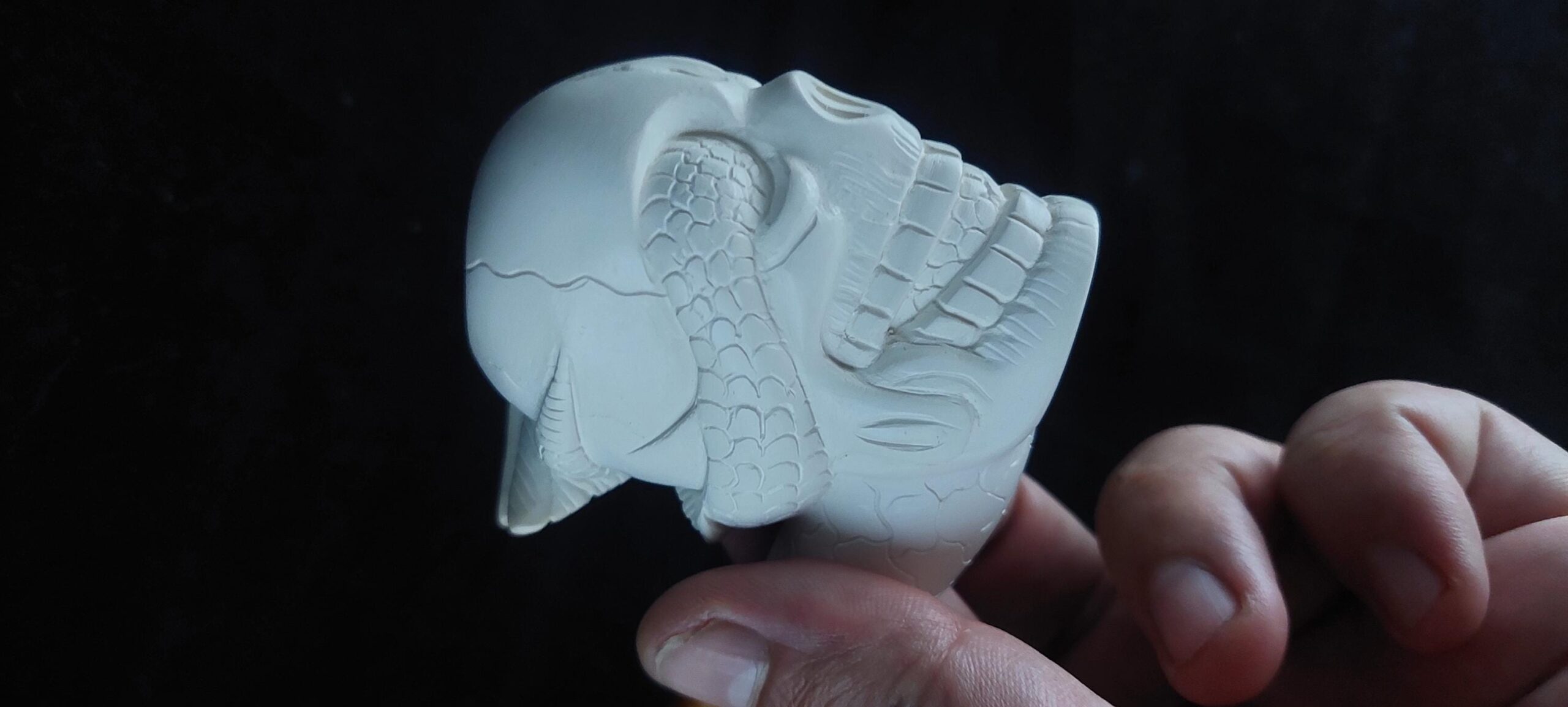 Skull with meerschaum pipe, block meerschaum, special skull design meerschaum pipe - Image 8