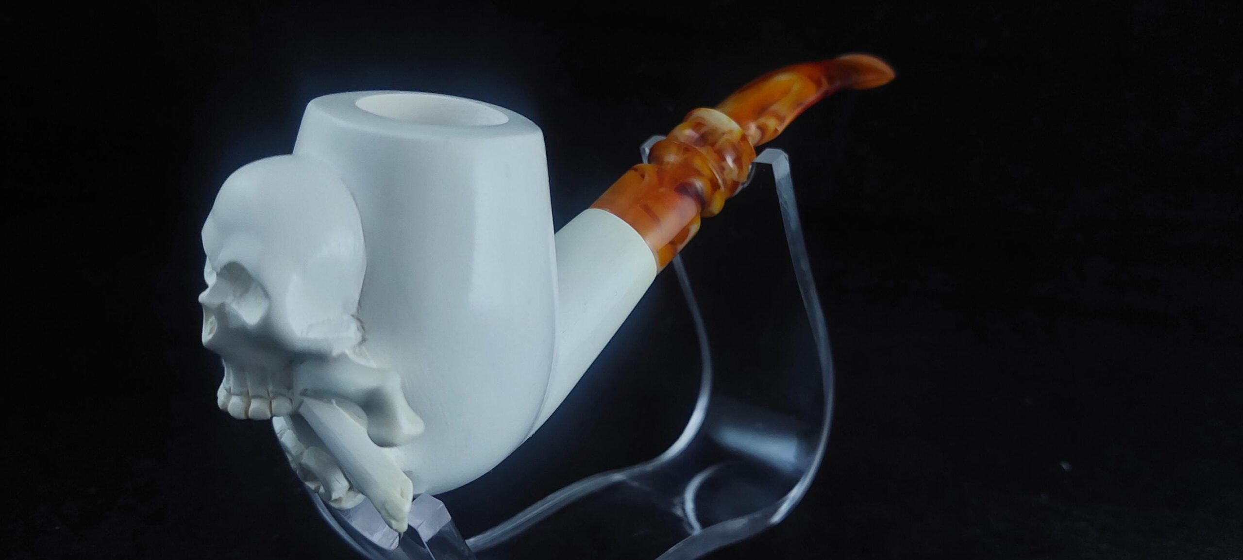 Skull meerschaum pipe, block meerschaum, special skull design meerschaum pipe - Image 4
