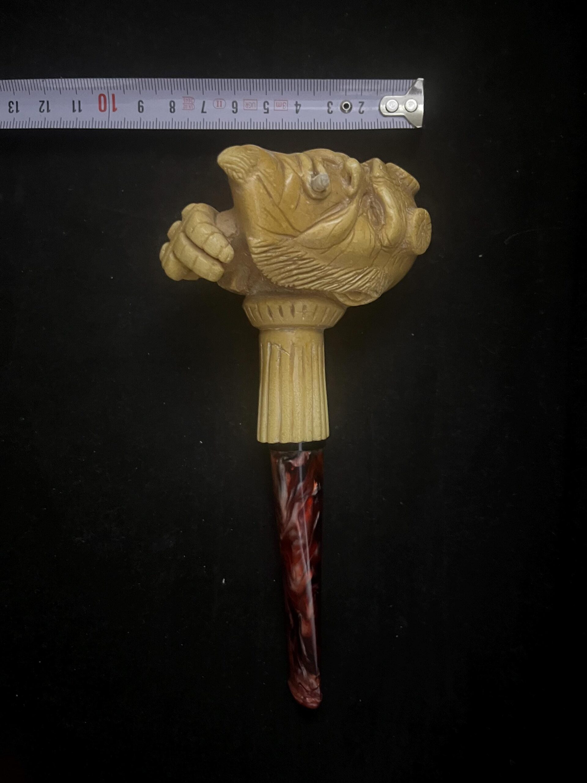 From Hell with Smoke – Hand Carved Pipe - Hornless, Fearless – Hellboy Meerschaum Pipe - Image 5