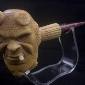 From Hell with Smoke – Hand Carved Pipe - Hornless, Fearless – Hellboy Meerschaum Pipe