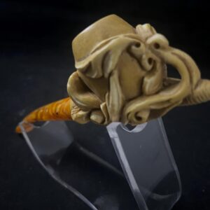 Brown Aged Finish with Intricate Carving - Handcrafted Meerschaum Pipe – Antique Style, Unique Brown Patina