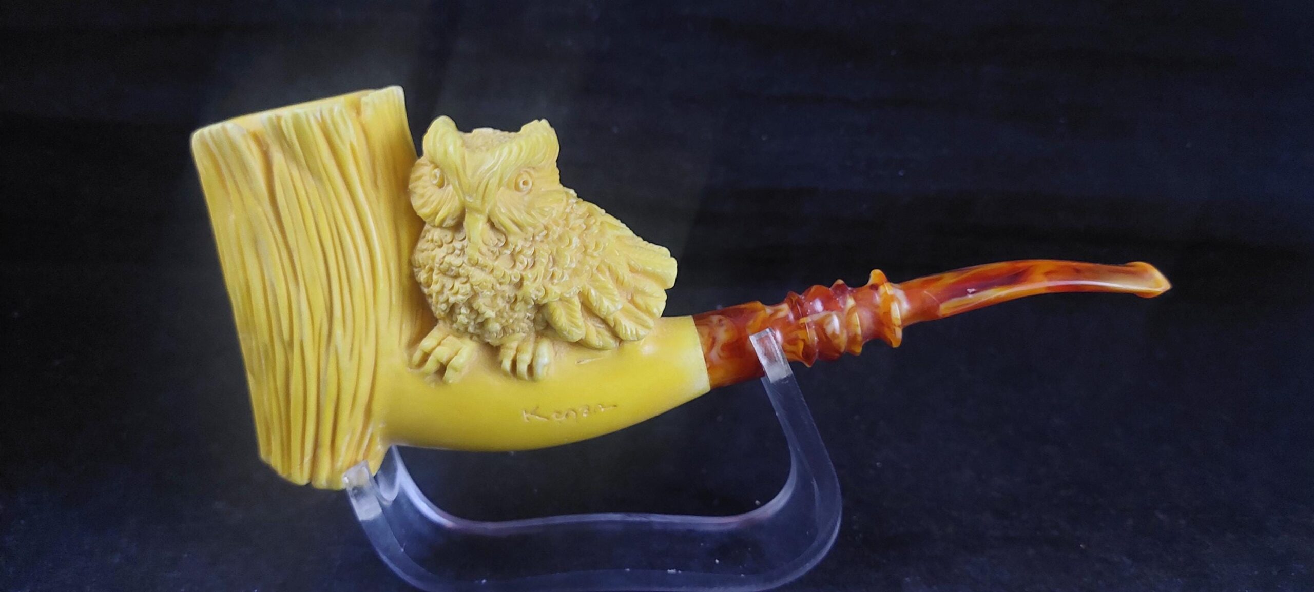 Mystical Owl: Symbol of Wisdom and Night meerschaum pipe, block meerschaum,Turkish meerschaum, Special meerschaum pipe design - Image 2