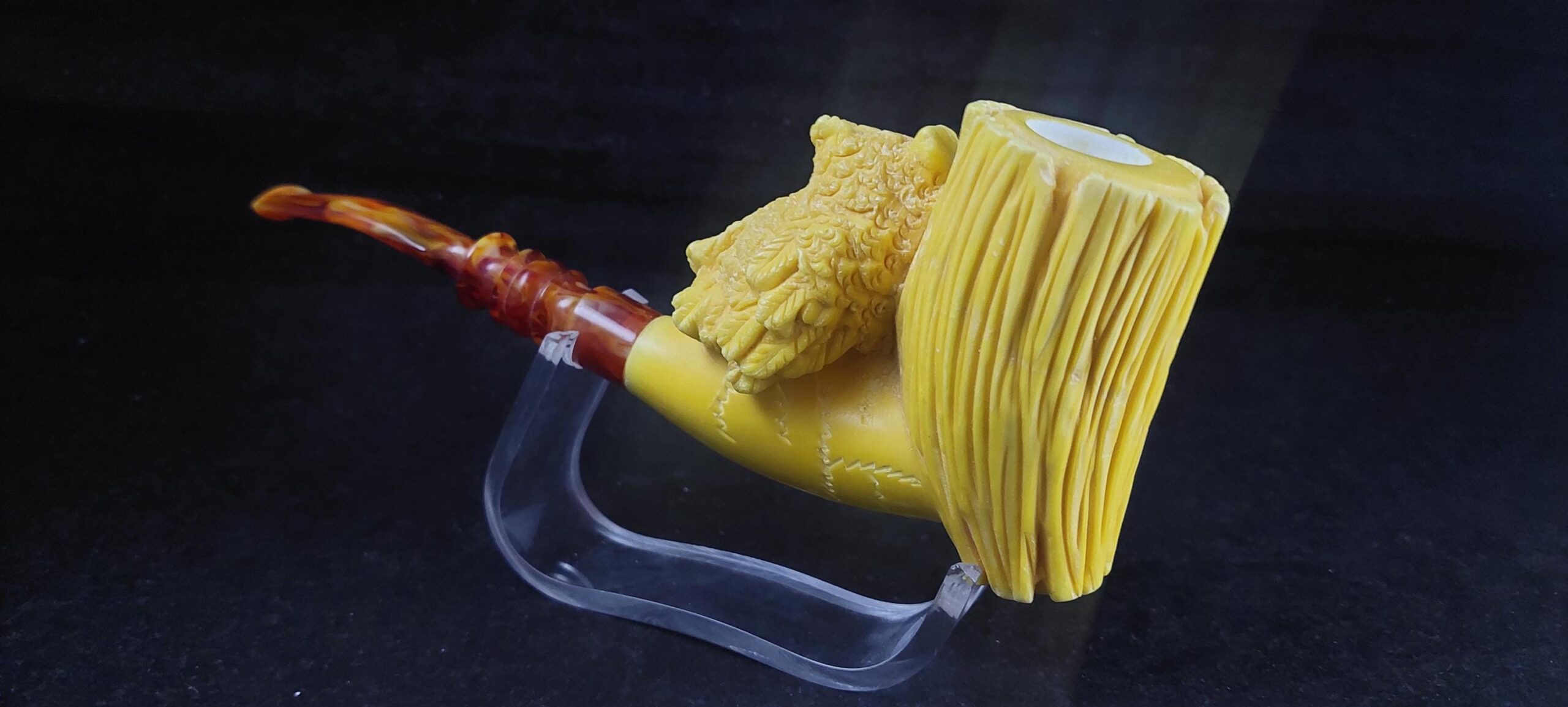 Mystical Owl: Symbol of Wisdom and Night meerschaum pipe, block meerschaum,Turkish meerschaum, Special meerschaum pipe design - Image 3