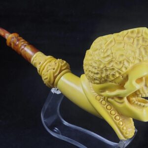 Unique pirate skull meerschaum pipe, block meerschaum,Turkish meerschaum, Special meerschaum pipe design, hand carved meerschaum pipe