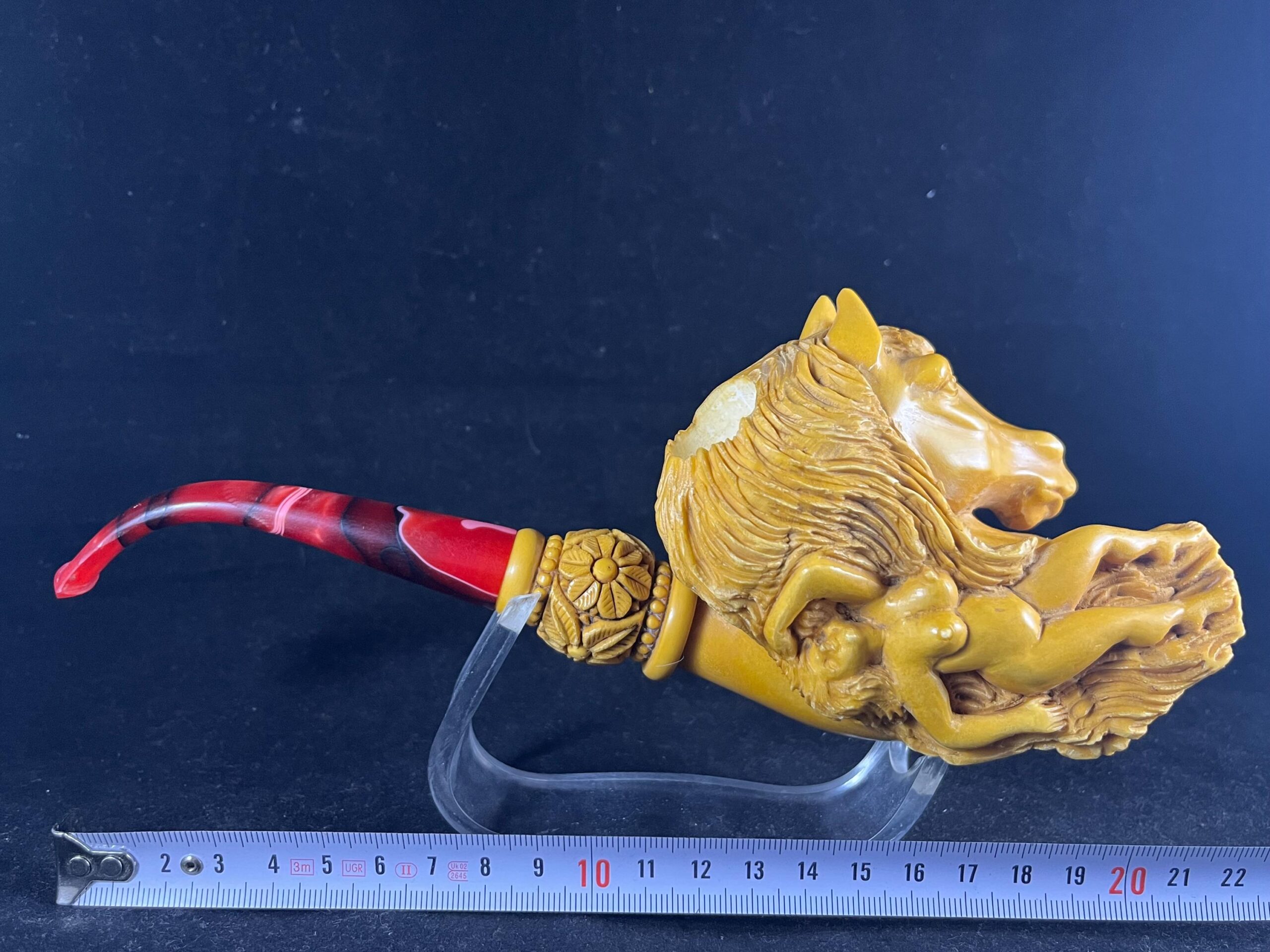 Sculptural Meerschaum Pipe – Horse and Female Figure Design - Unique Artistic Pipe – Horse Head & Nude Woman Carving - Image 3