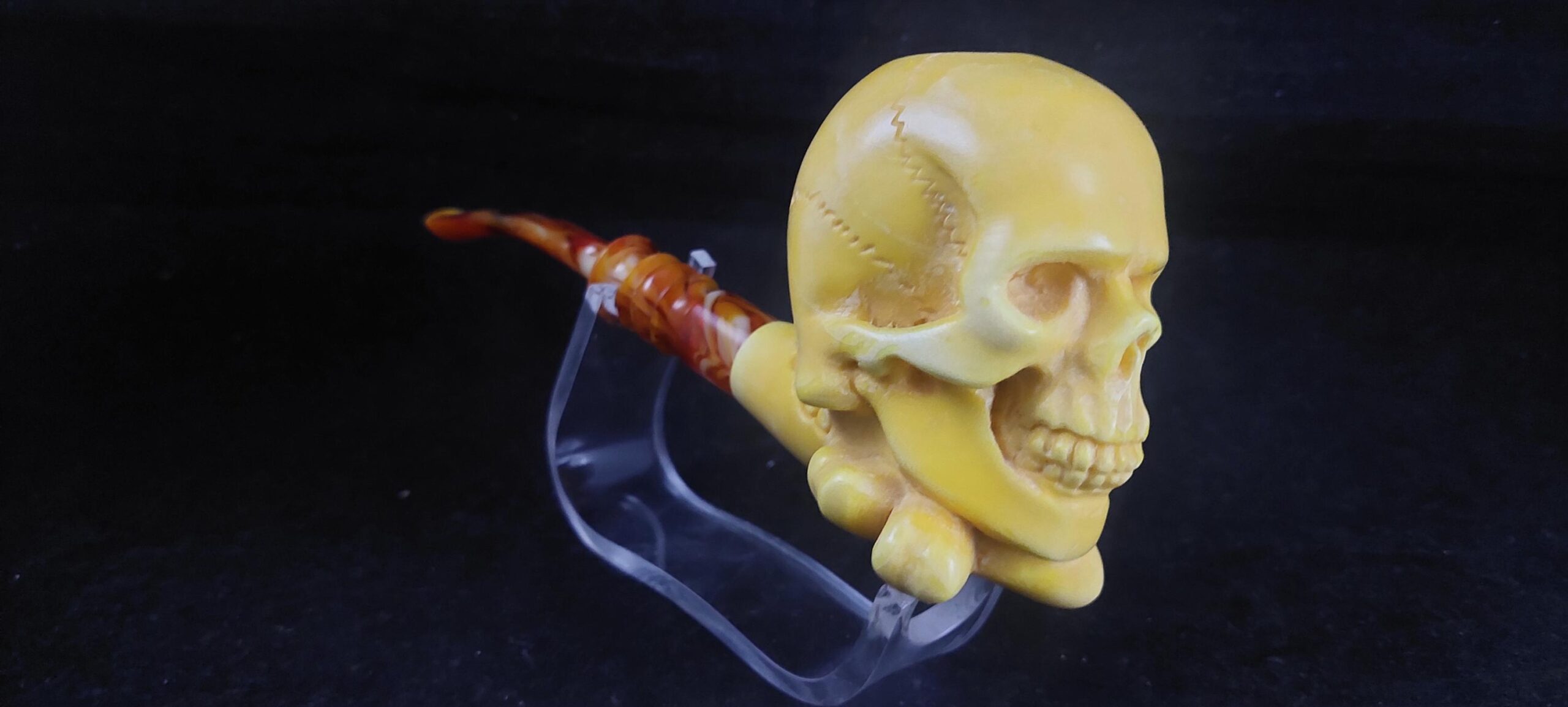 The skull meerschaum pipe, block meerschaum, Special meerschaum pipe design, hand carved meerschaum pipe