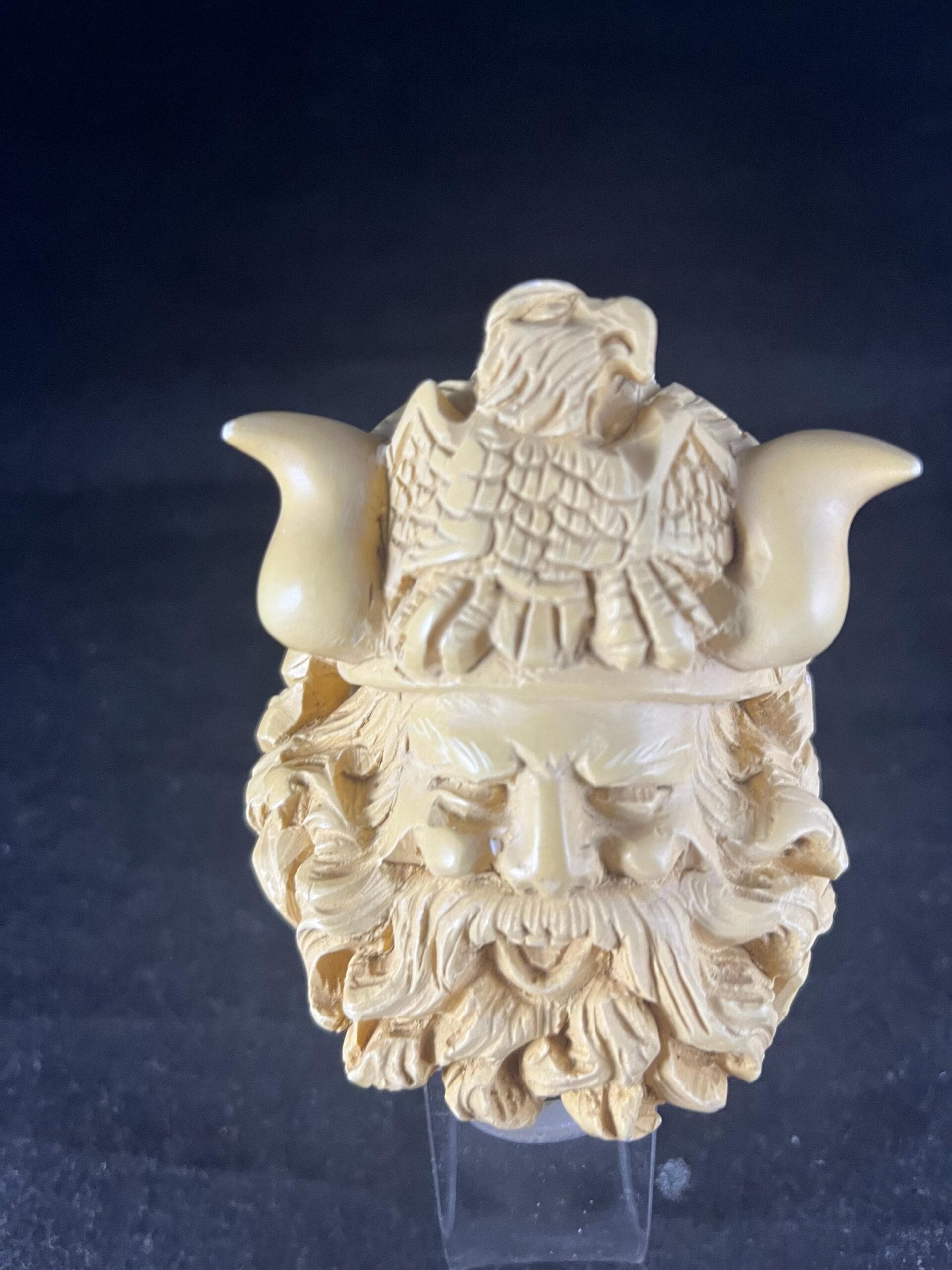 Meerschaum Carving Masterpiece Nordic Mythology Pipe Viking Chieftain with Bearded Face Eagle Crowned Viking Meerschaum Pipe
