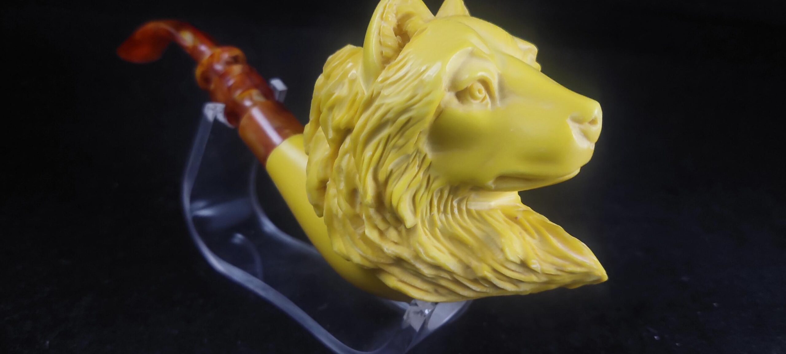 Wolf meerschaum pipe, block meerschaum,, hand carved meerschaum pipe - Image 5
