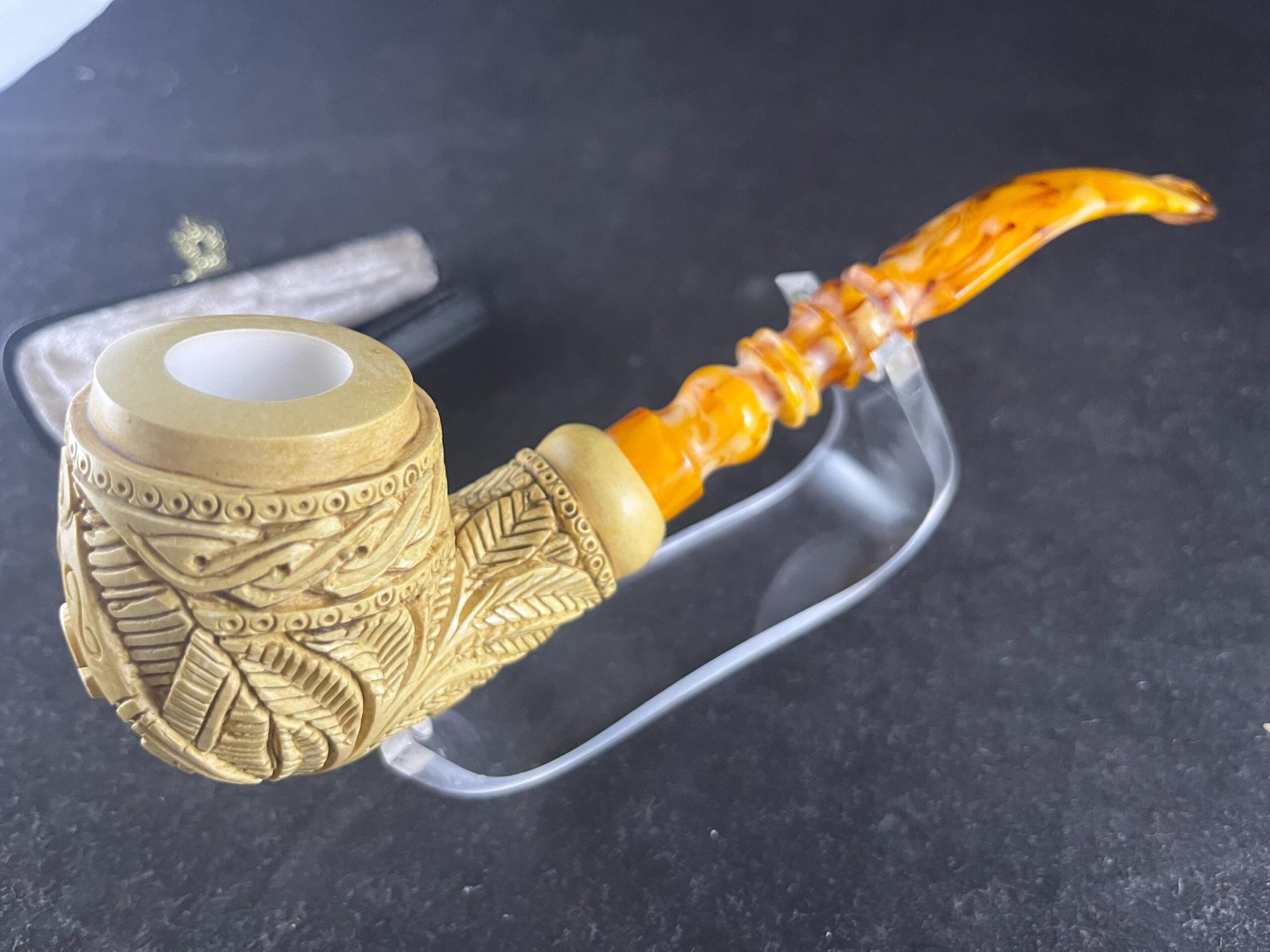 Masonic Meerschaum Pipe – Artisan Meerschaum Pipe – Embossed Motif Collector’s Piece - Unique Handmade Pipe