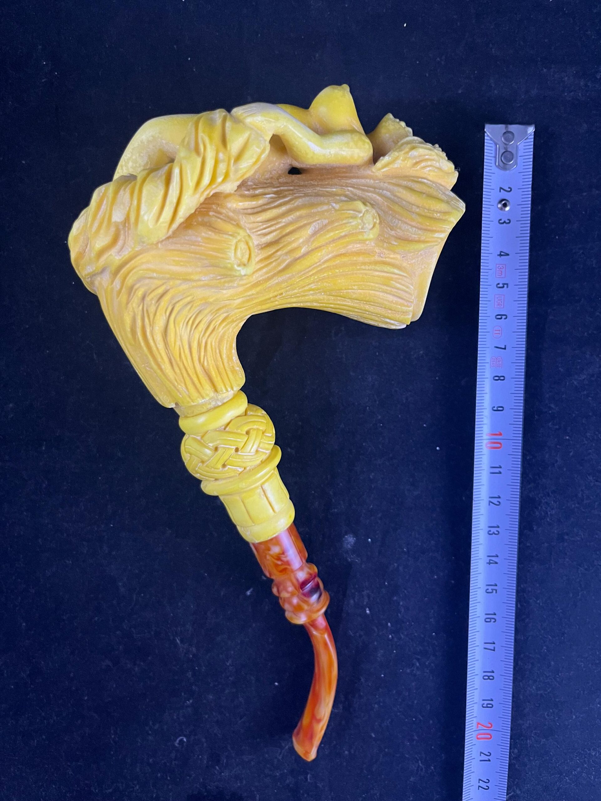 Nude Woman Reclining in Hair – Hand Carved Meerschaum Pipe - Image 4