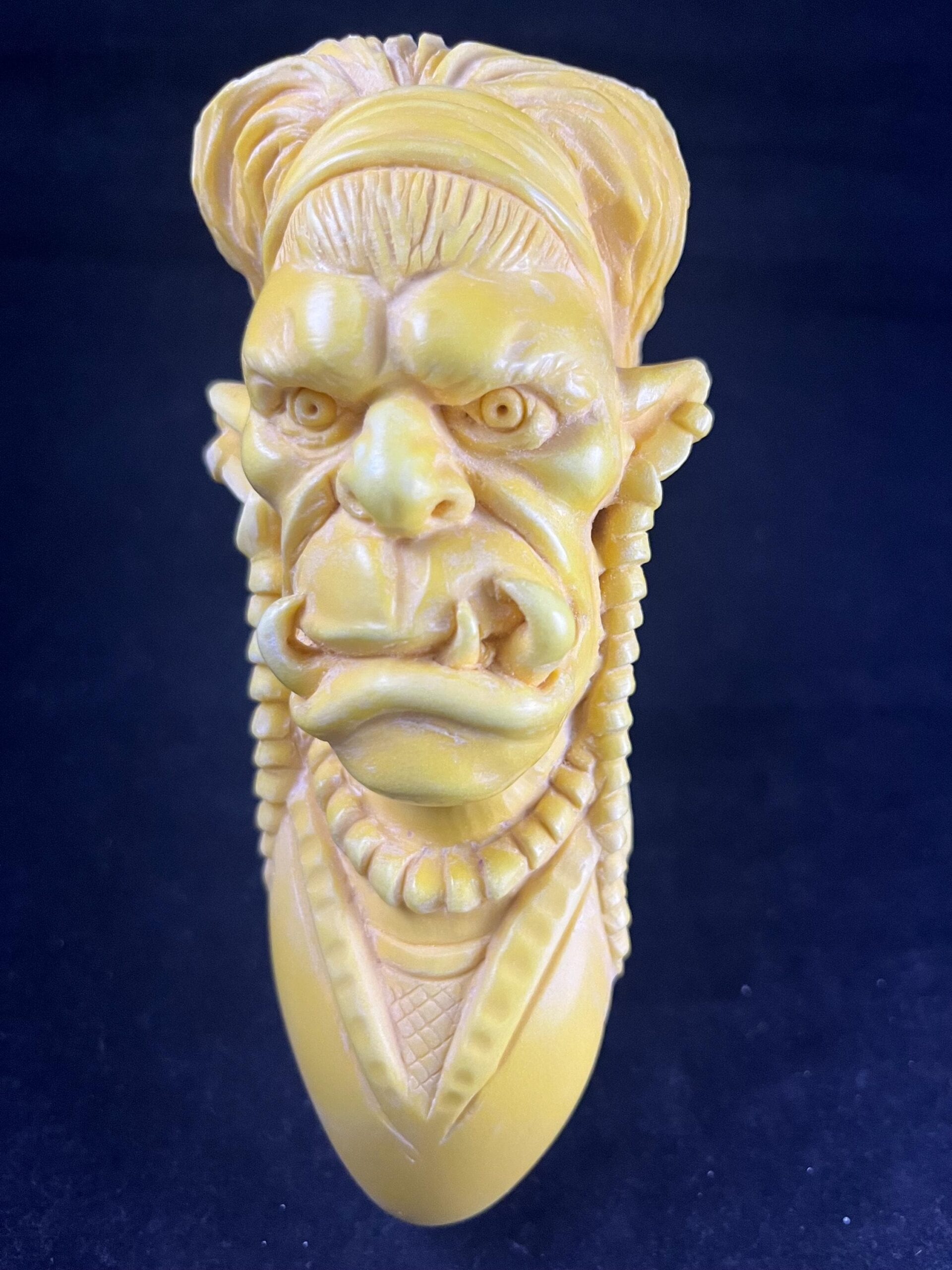 Tribal Warrior Design - Hand Carved Meerschaum Pipe - Image 4