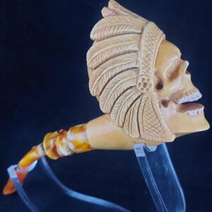 Shaman skull meerschaum pipe, smoking pipe, block meerschaum