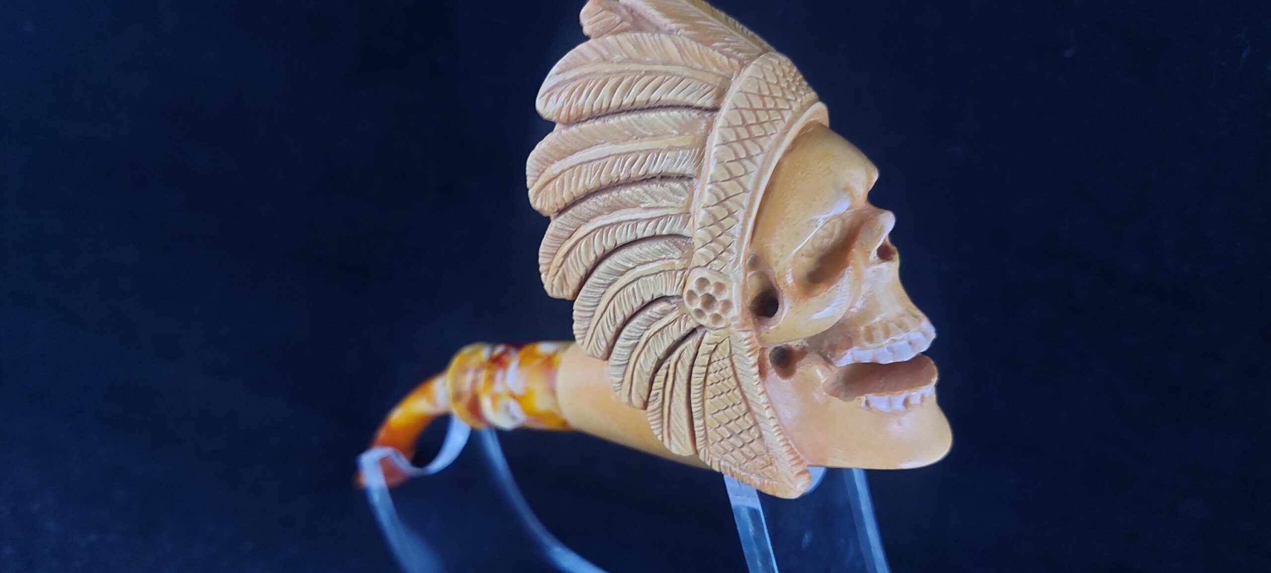 Shaman skull meerschaum pipe, smoking pipe, block meerschaum - Image 6