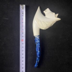 Majestic Horse – Hand Carved Meerschaum Pipe with Blue Stem - White Horse Legend – Handcrafted Meerschaum Smoking Pipe