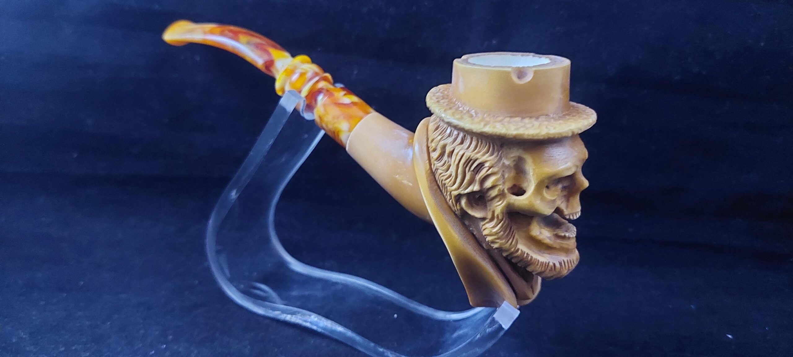 Skull meerschaum pipe, block meerschaum, special skull design meerschaum pipe
