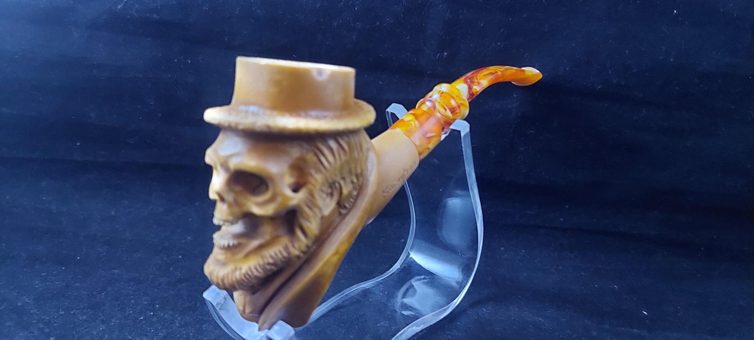 Skull meerschaum pipe, block meerschaum, special skull design meerschaum pipe - Image 3